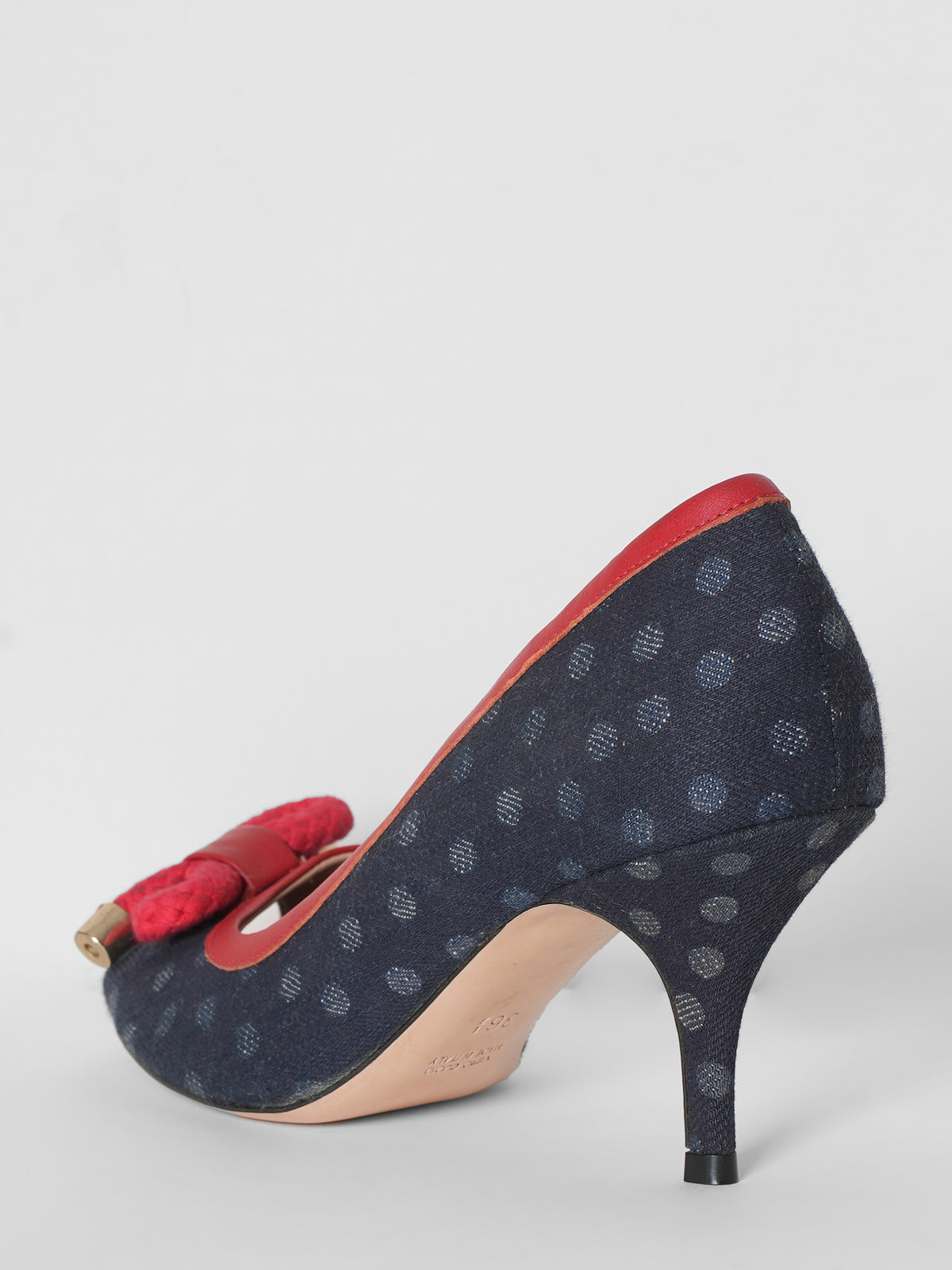 Red Valentino Center Bow Denim Peep Toe Pumps