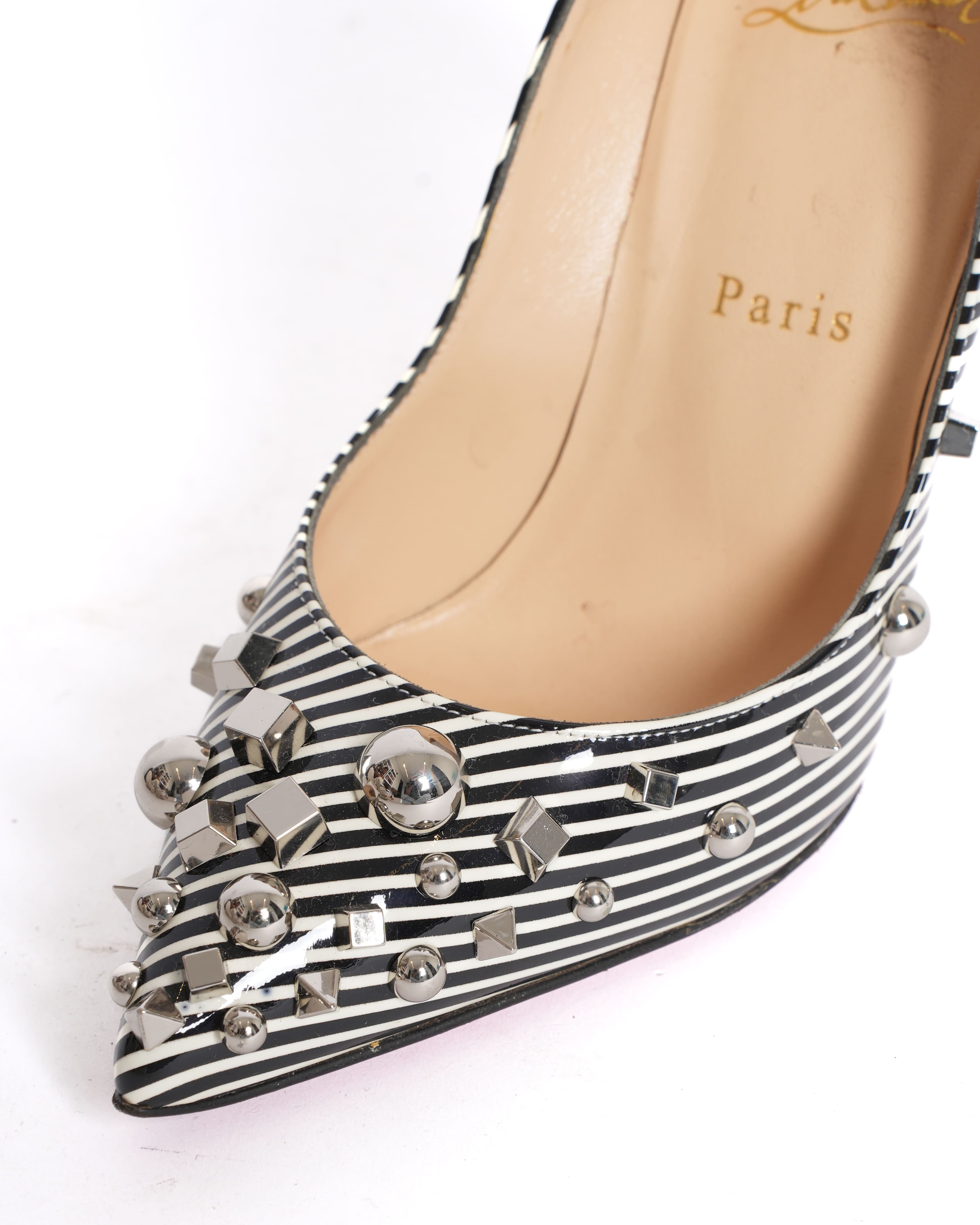 Christian Louboutin Stripe Pumps With Metal Detailing