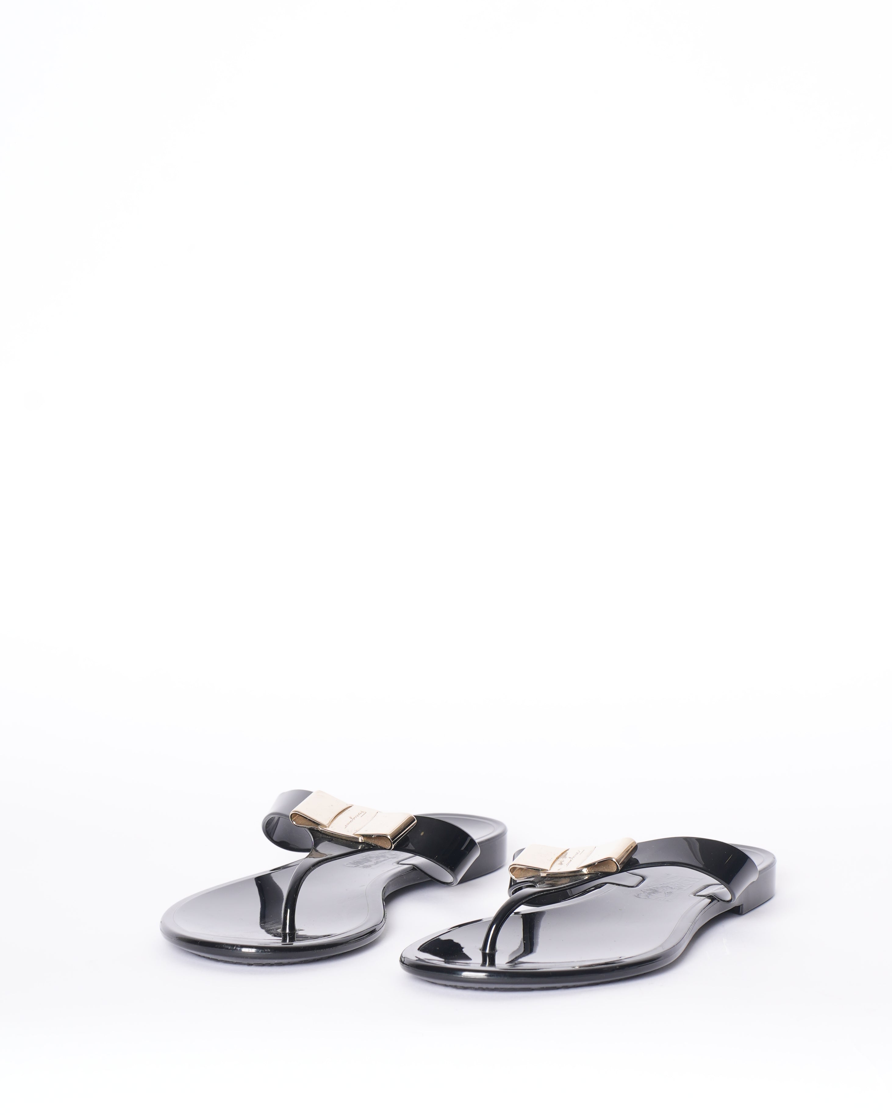 Salvatore Ferragamo Farelia Jelly Black PVC Flip Flops