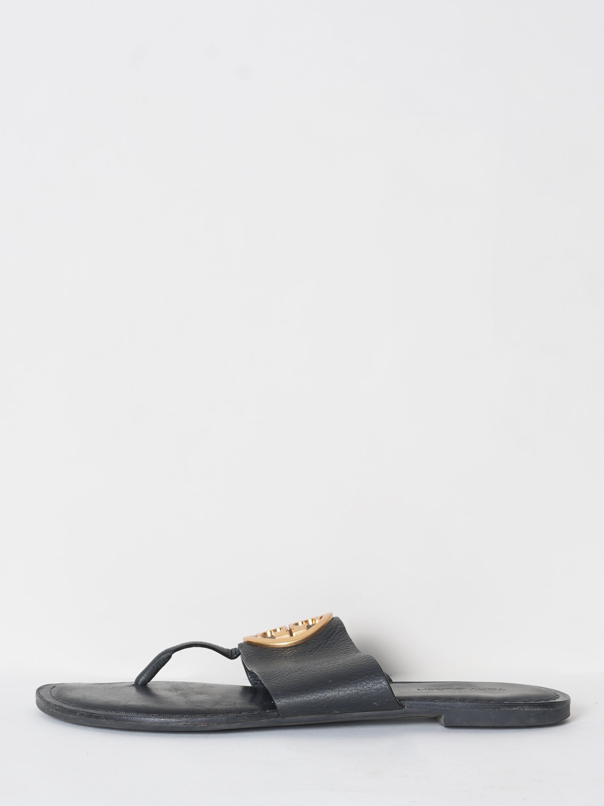 Tory Burch Black Benton Band Flat Thong Sandals