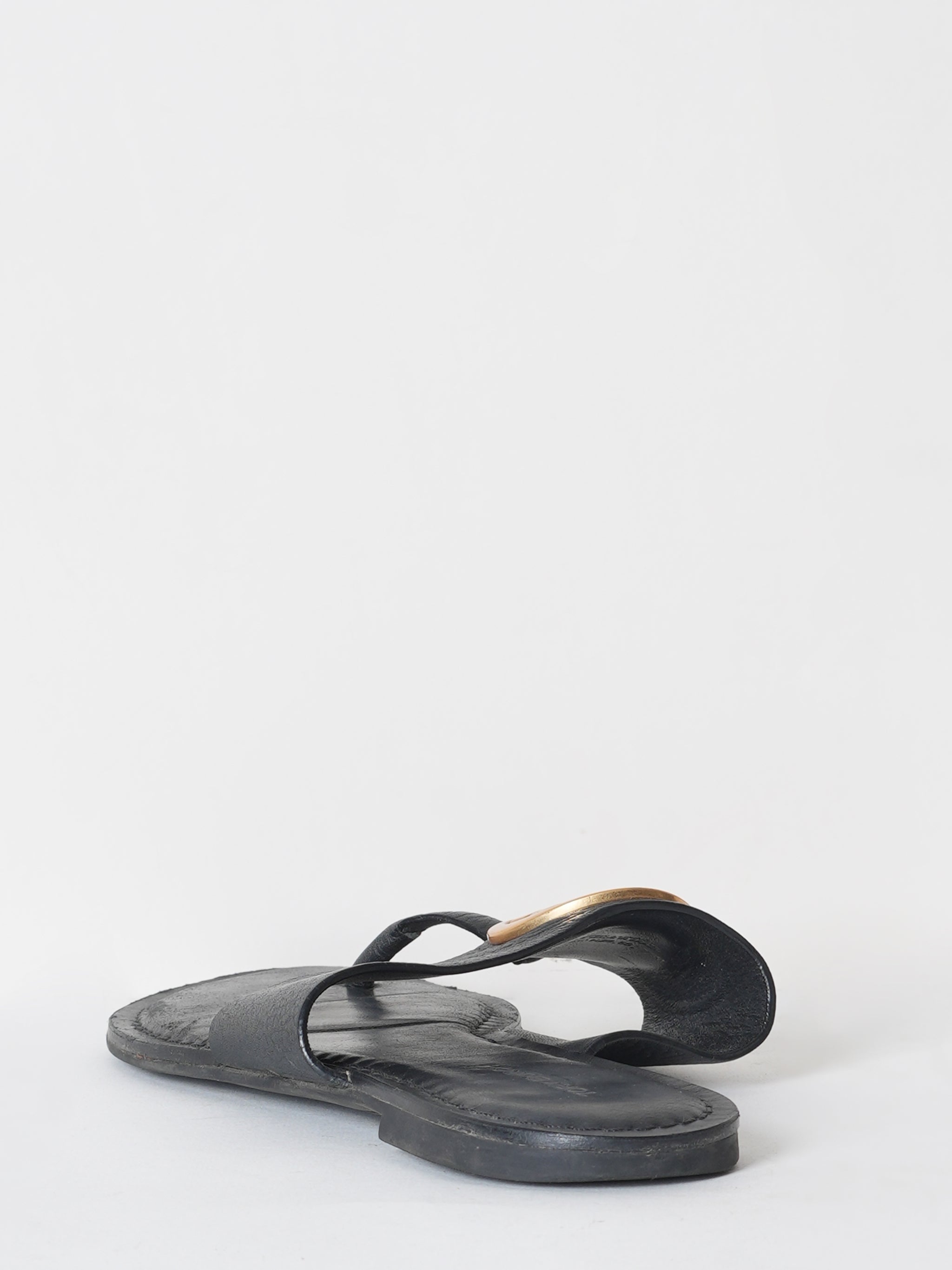 Tory Burch Black Benton Band Flat Thong Sandals