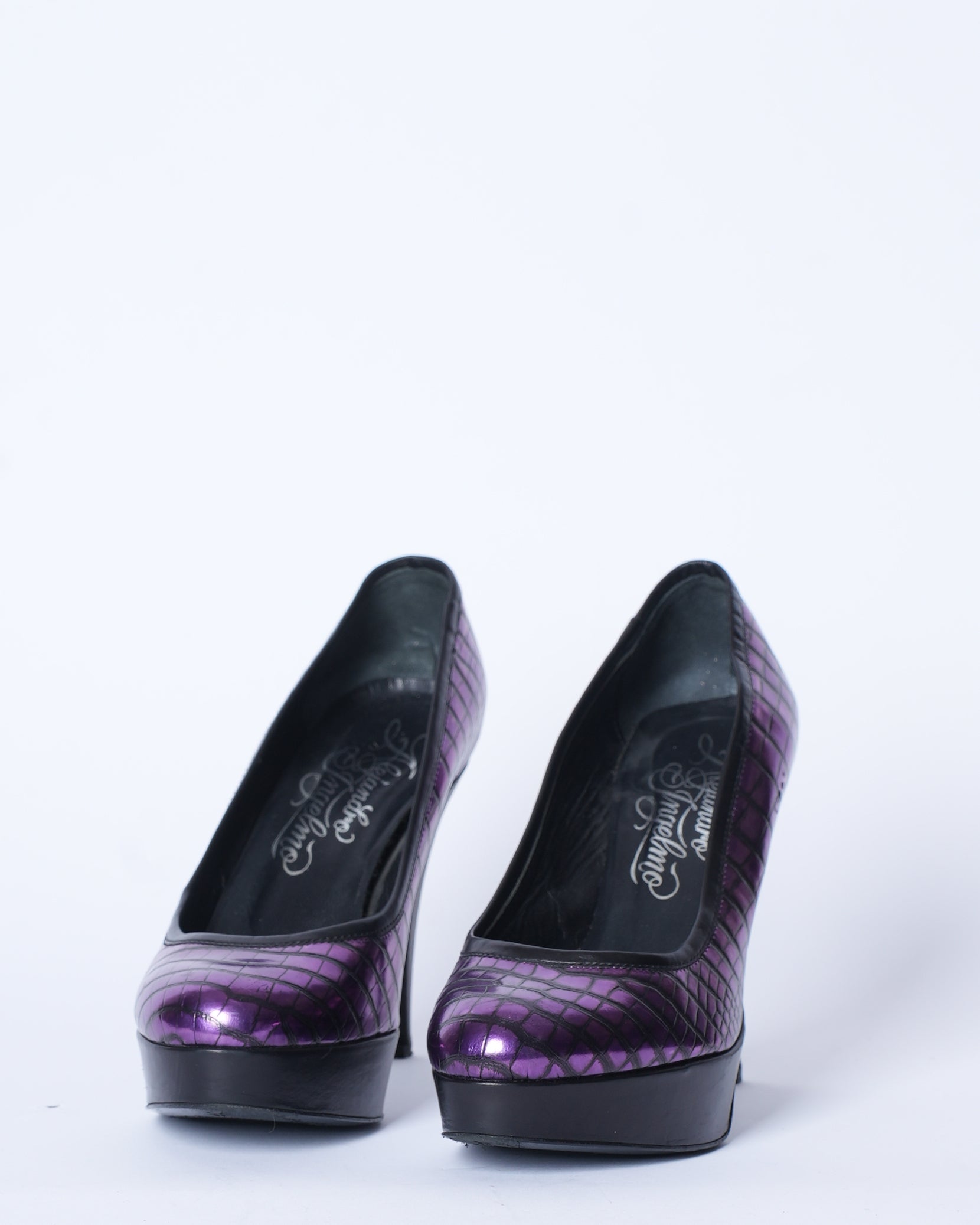 Alejandro Ingelmob Purple Chrome Pumps