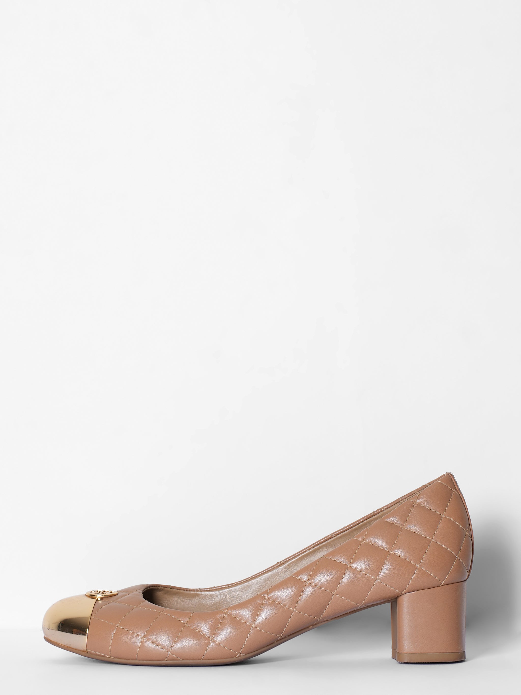 Tory Burch Beige Quilted Leather Kaitlin Cap Toe Pumps