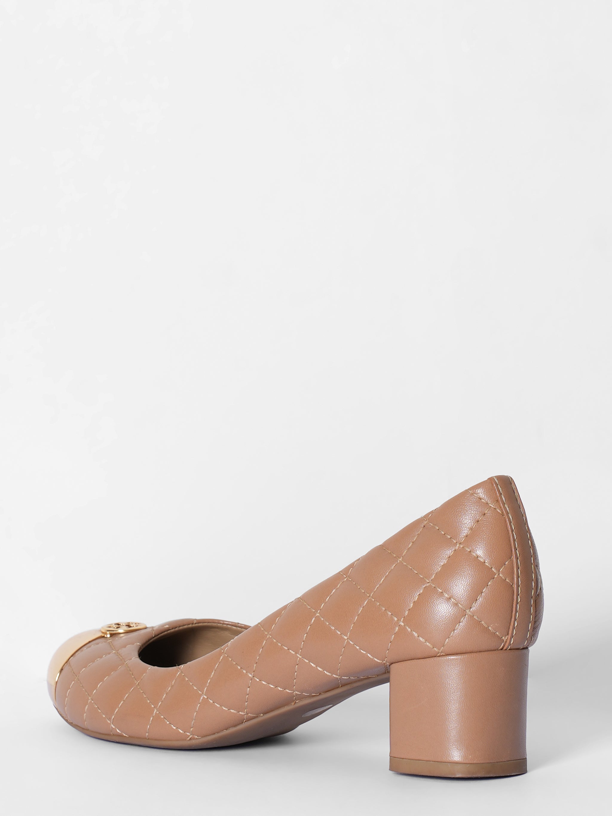 Tory Burch Beige Quilted Leather Kaitlin Cap Toe Pumps