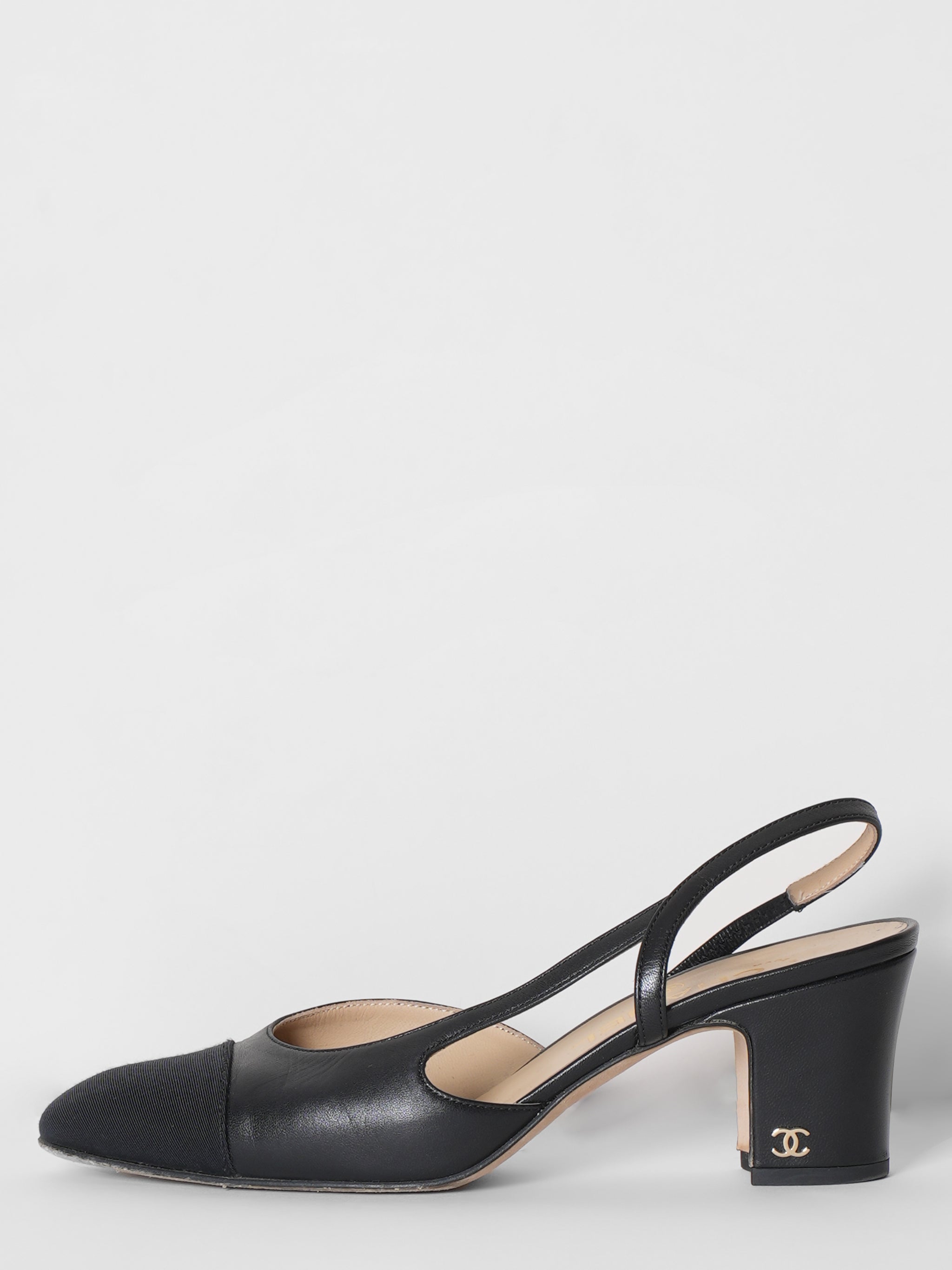 Chanel Blackcap Slingback Toe Pumps