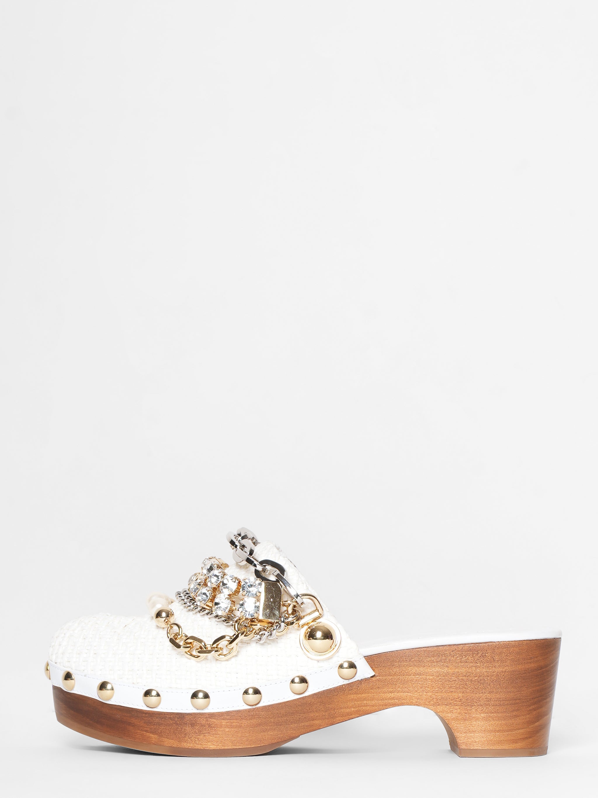 New Dolce & Gabbana Chain Embellished Raffia Mules