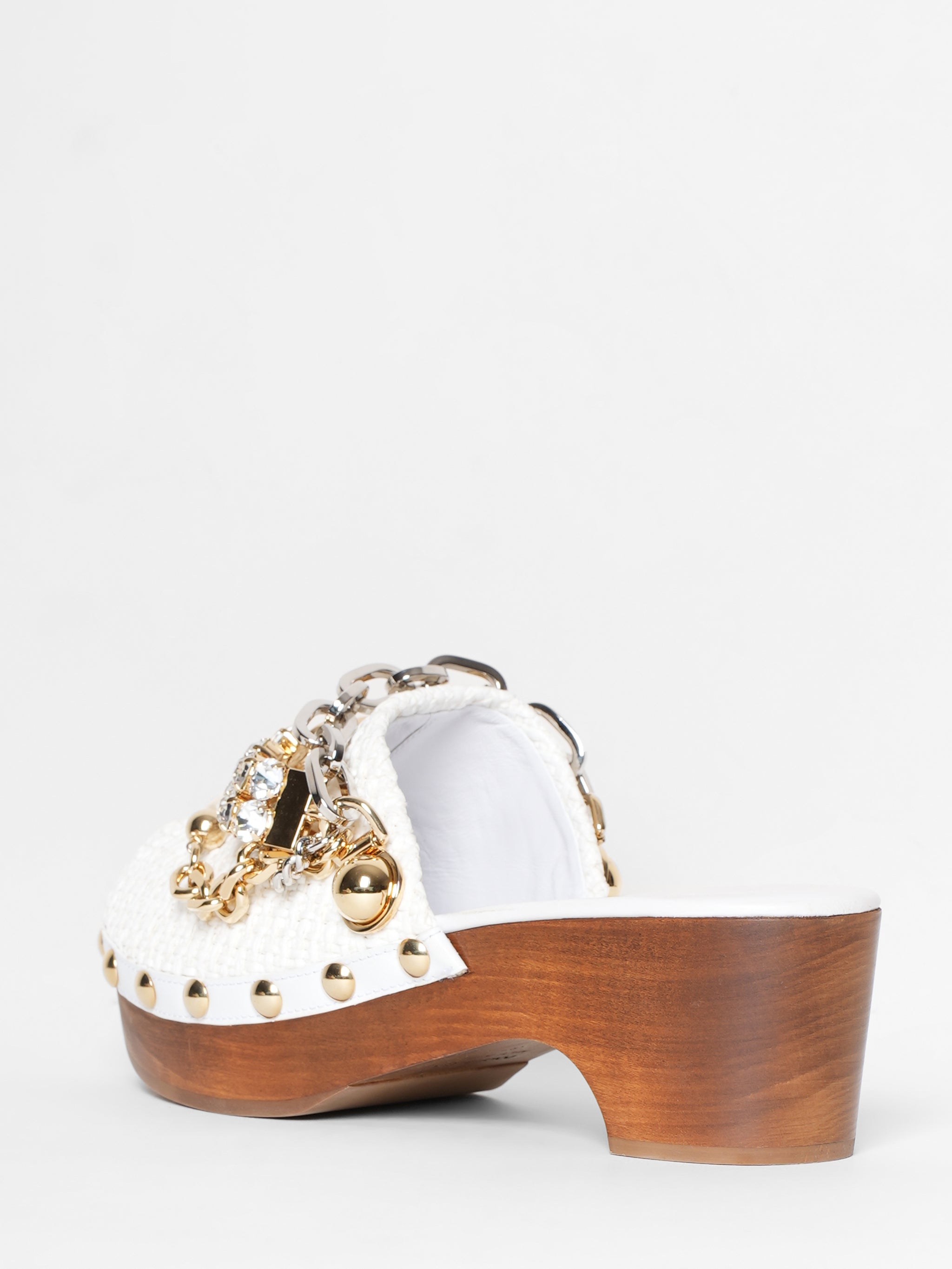 New Dolce & Gabbana Chain Embellished Raffia Mules