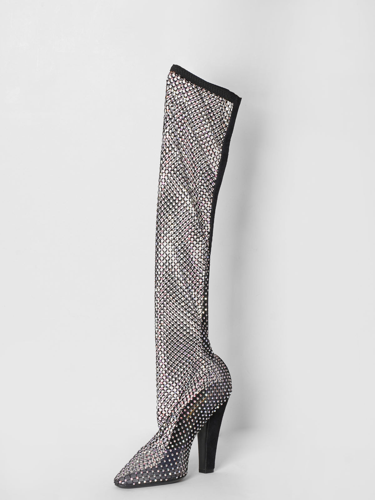 Saint Laurent Thigh High Studded Crystal Boots