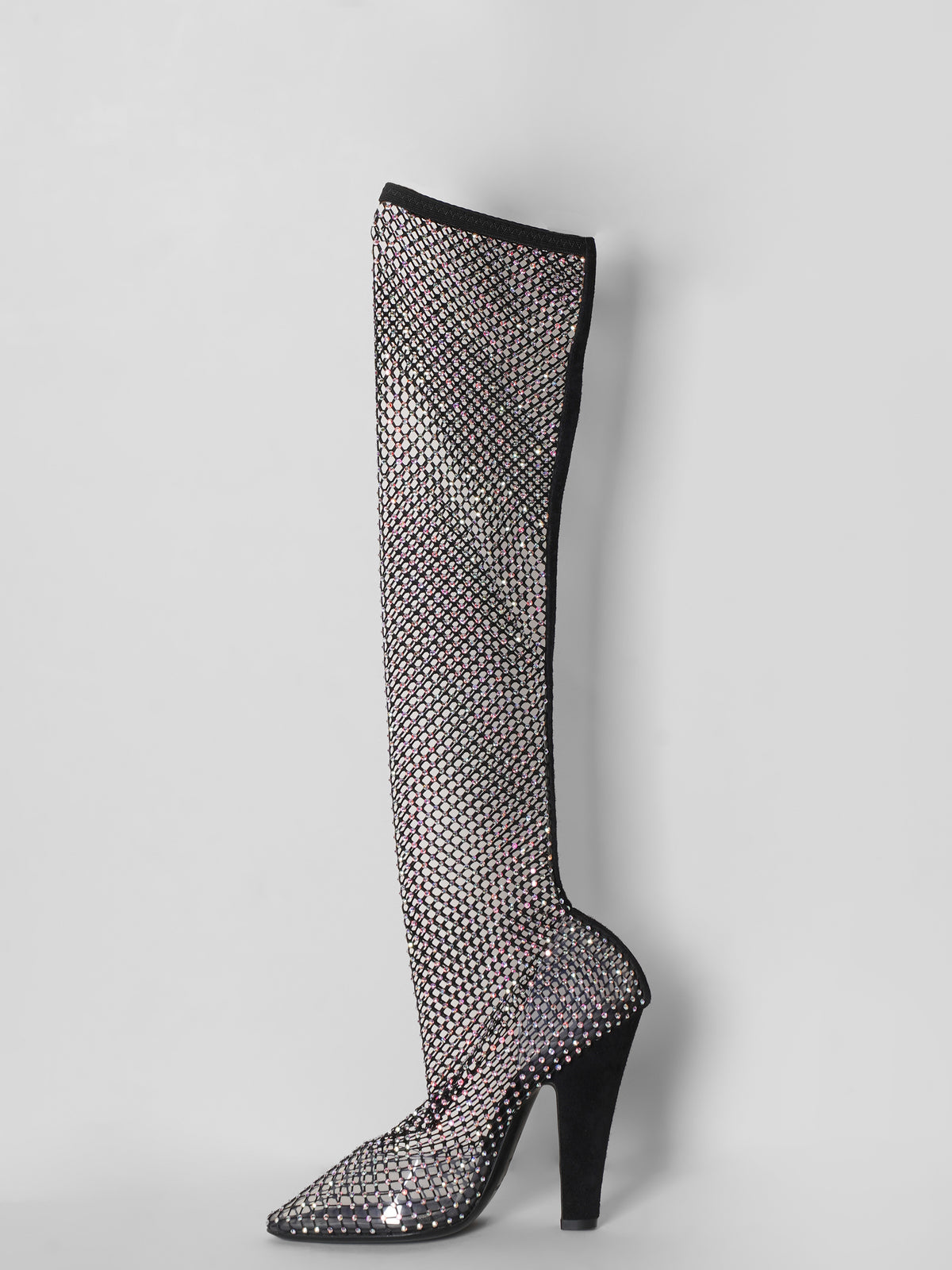 Saint Laurent Thigh High Studded Crystal Boots