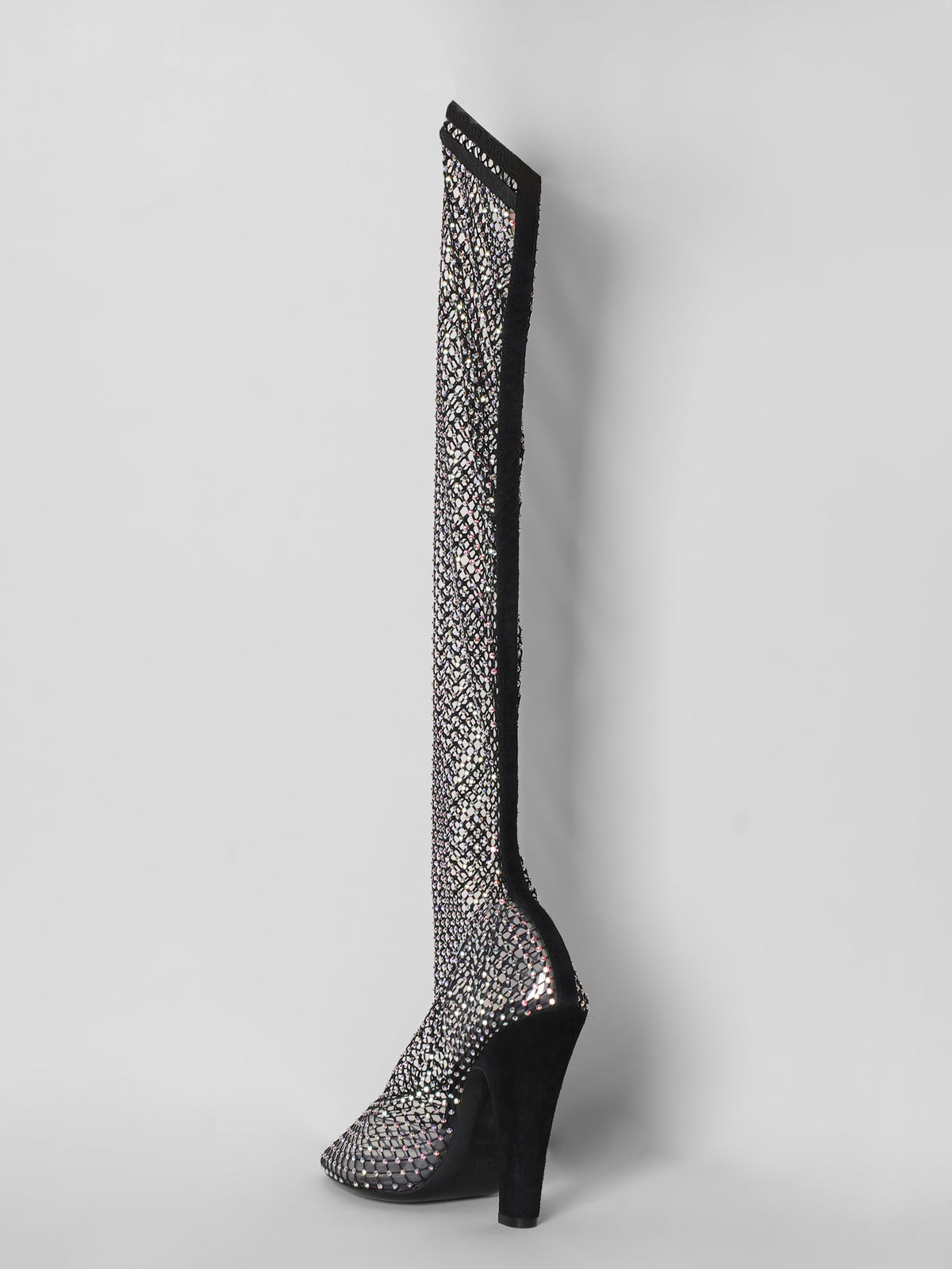 Saint Laurent Thigh High Studded Crystal Boots