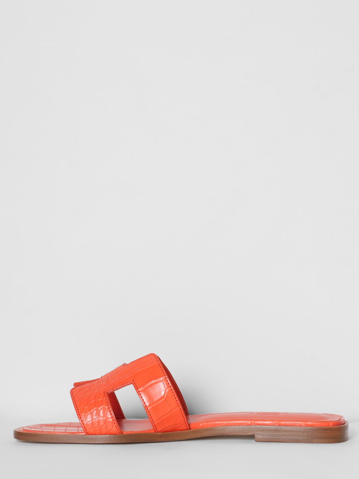 New Hermes Orange Percious Leather Sandals