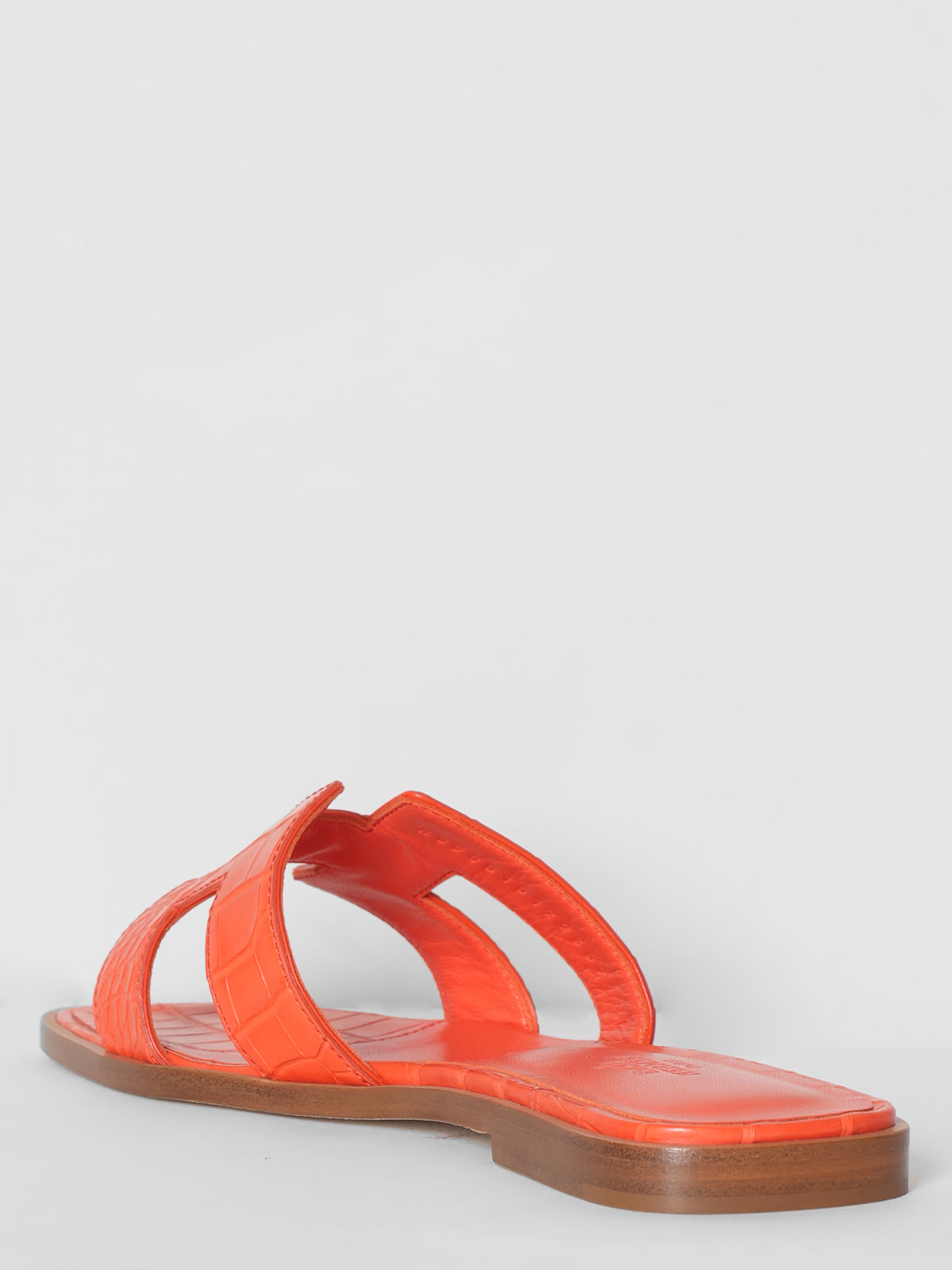 New Hermes Orange Percious Leather Sandals