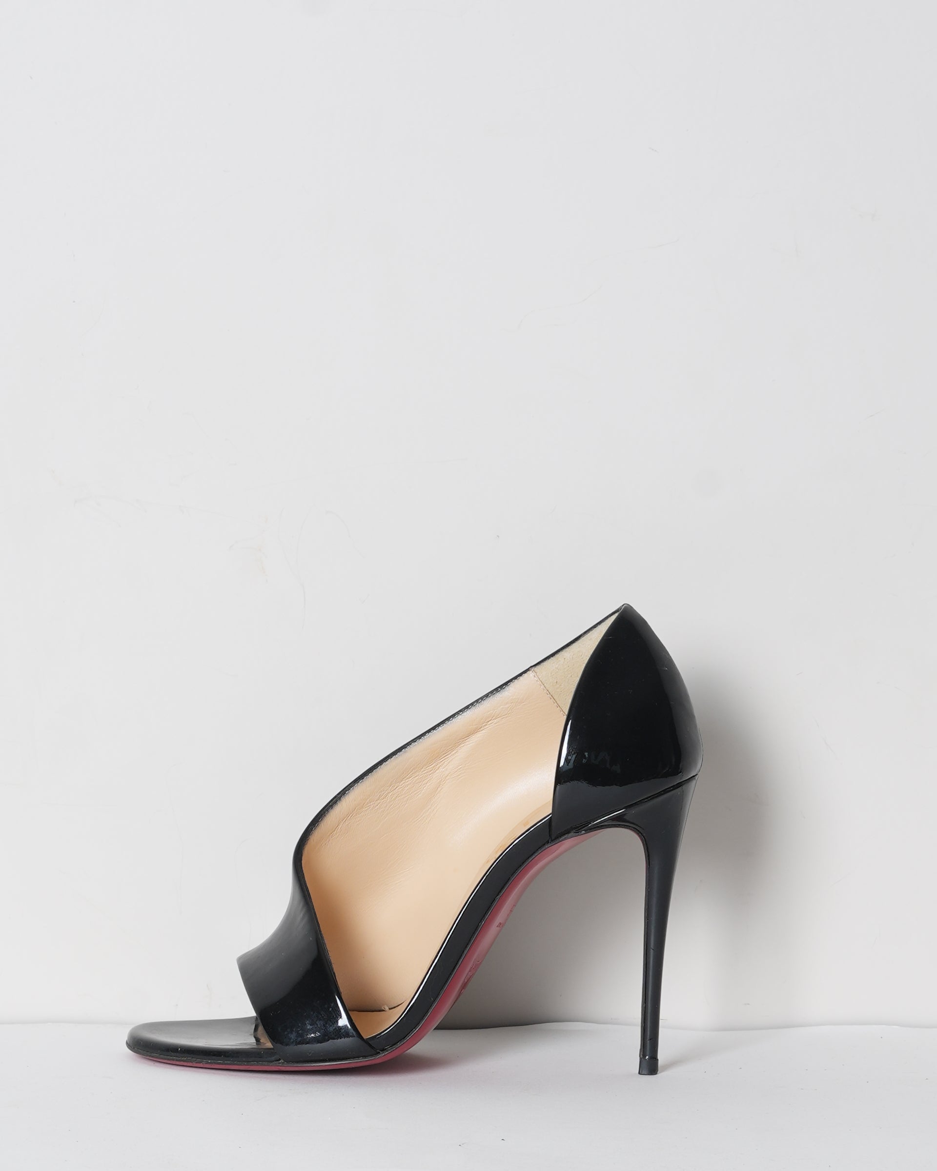 Christian Louboutin Phoebe Black Patent Open Toe Pumps