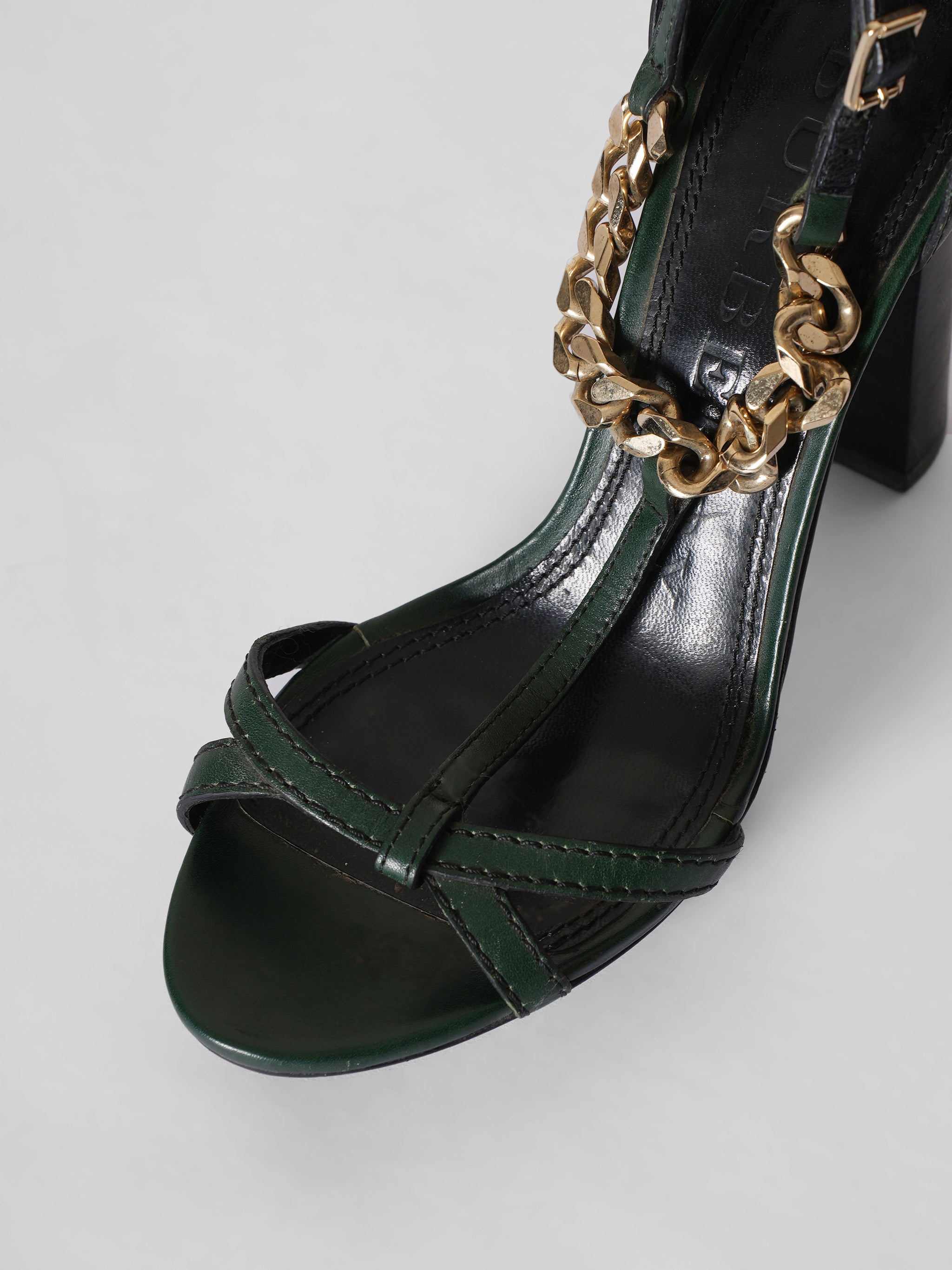 Burberry Green Block Heels