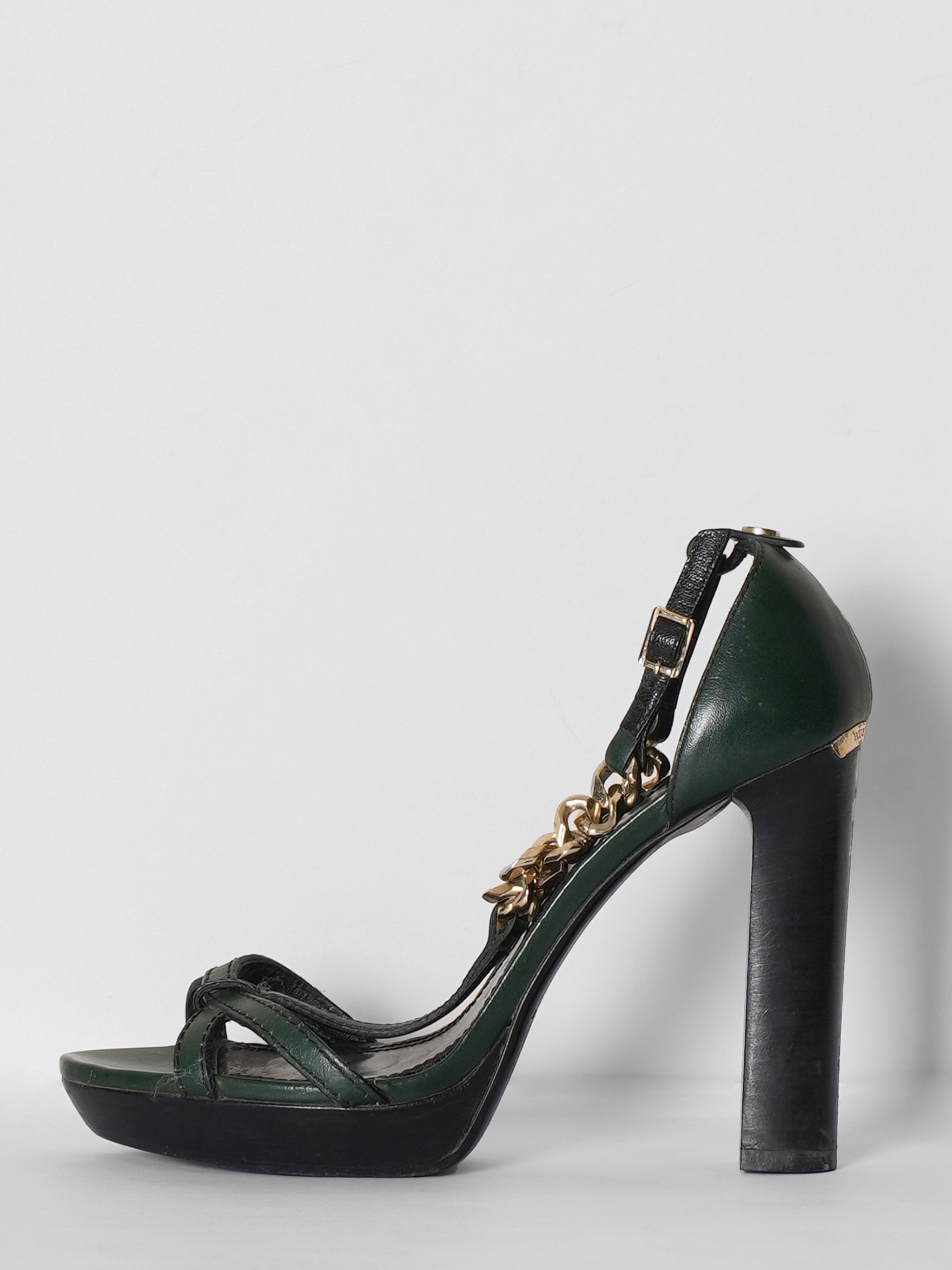 Burberry Green Block Heels