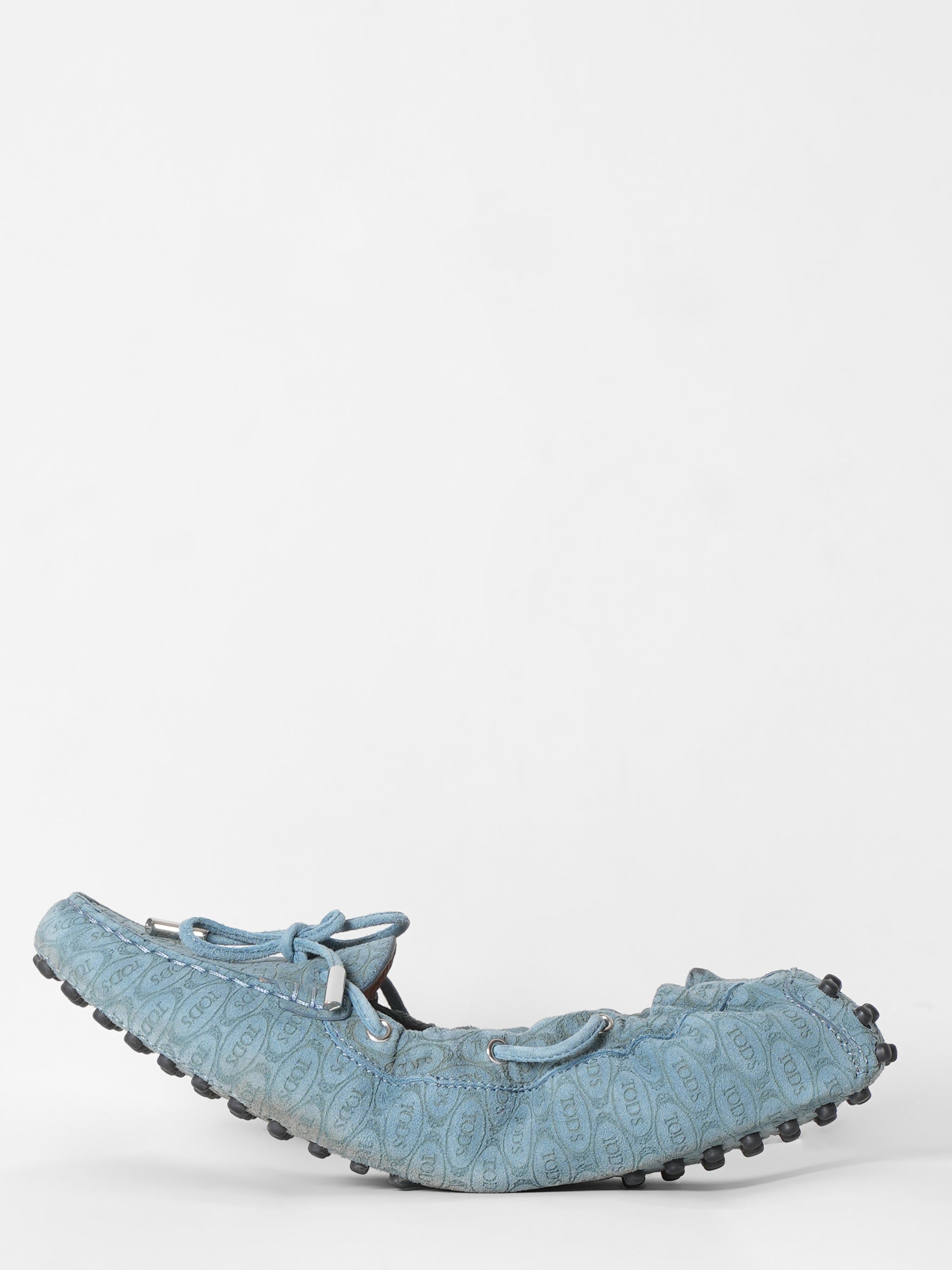 Tod's X Alber Elbaz Logo Embossed Blue Suede Moccasin