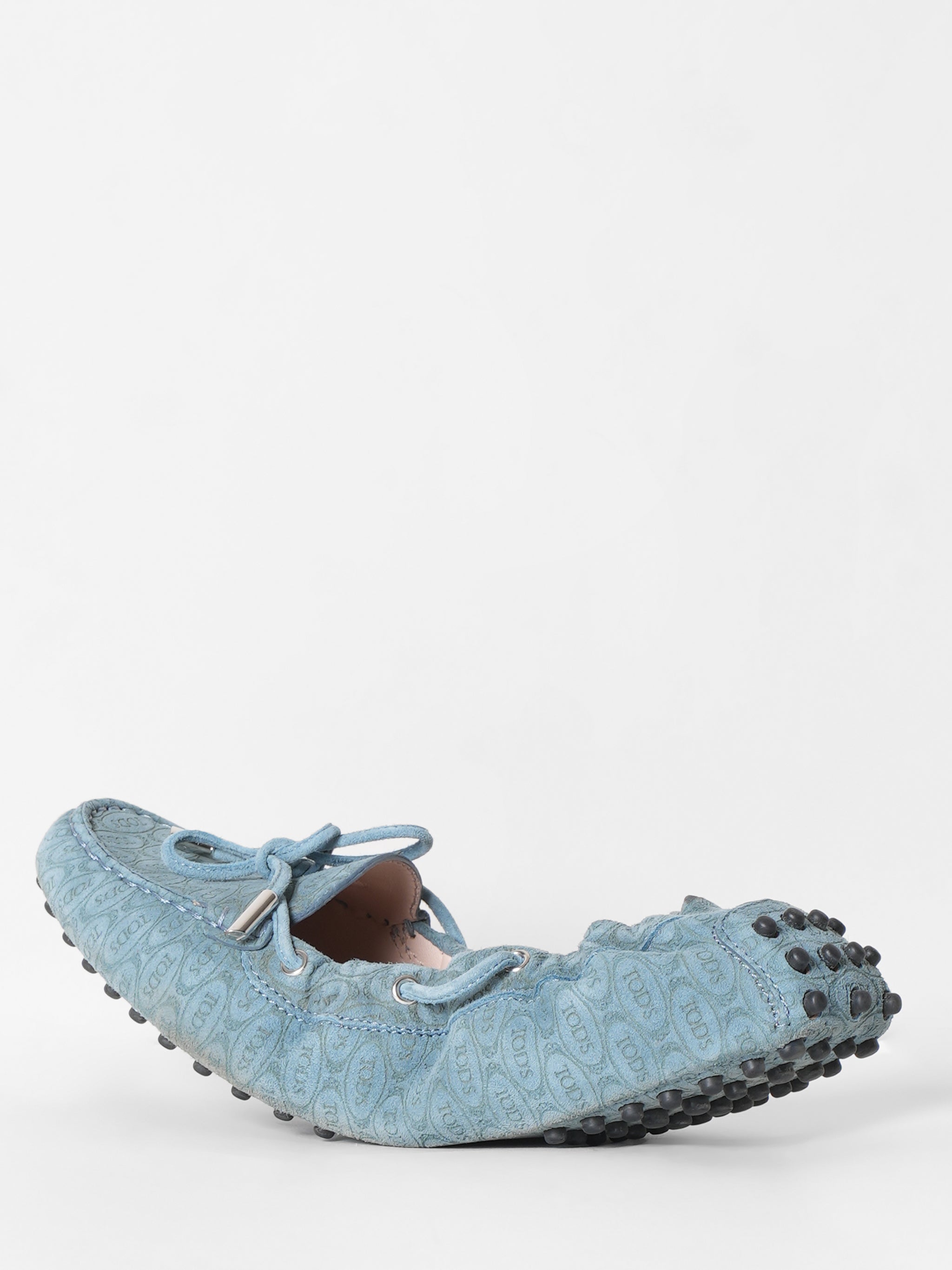 Tod's X Alber Elbaz Logo Embossed Blue Suede Moccasin