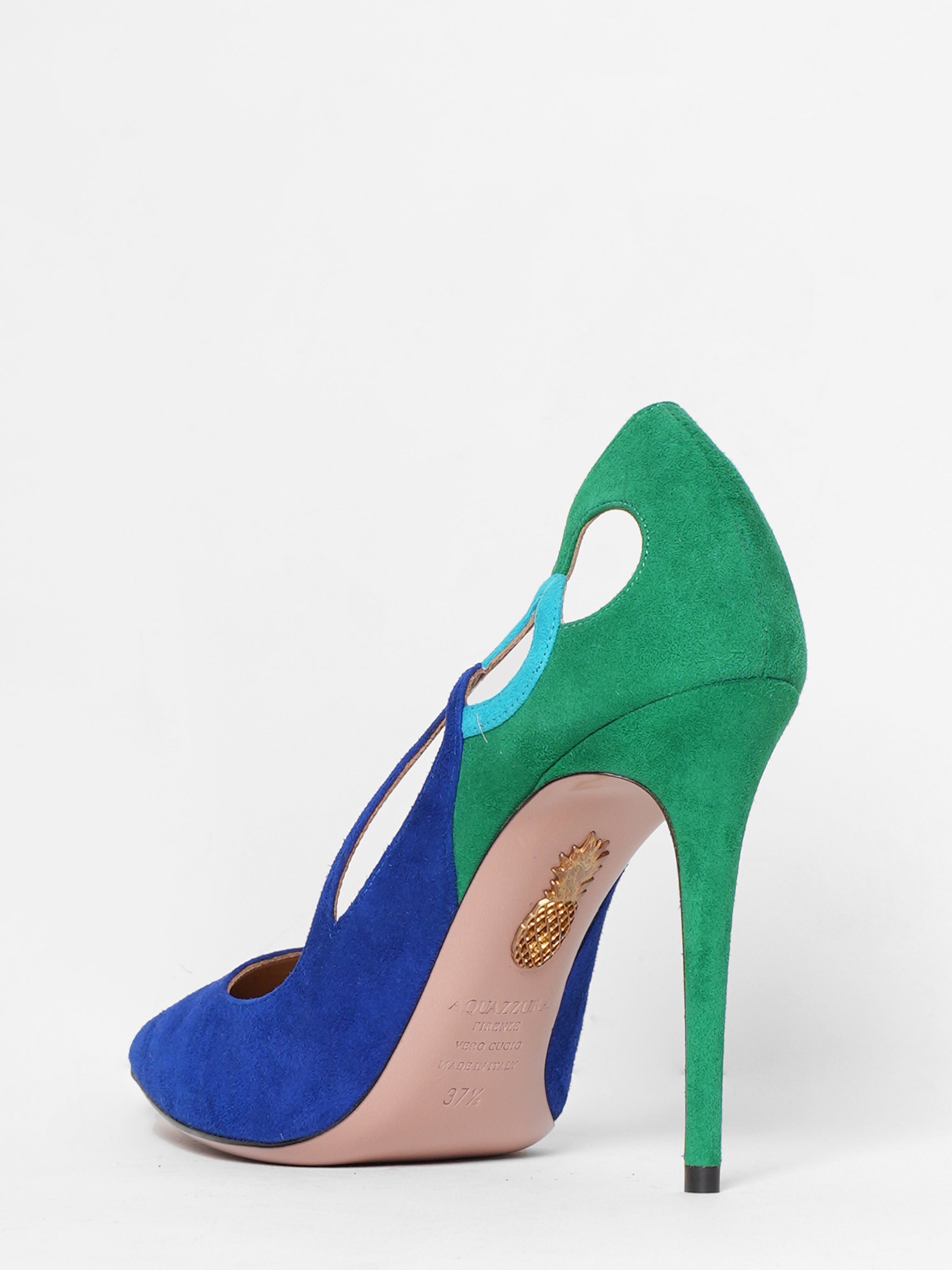 New Aquazzura Women Blue Penix 105mm Suede Court Heels