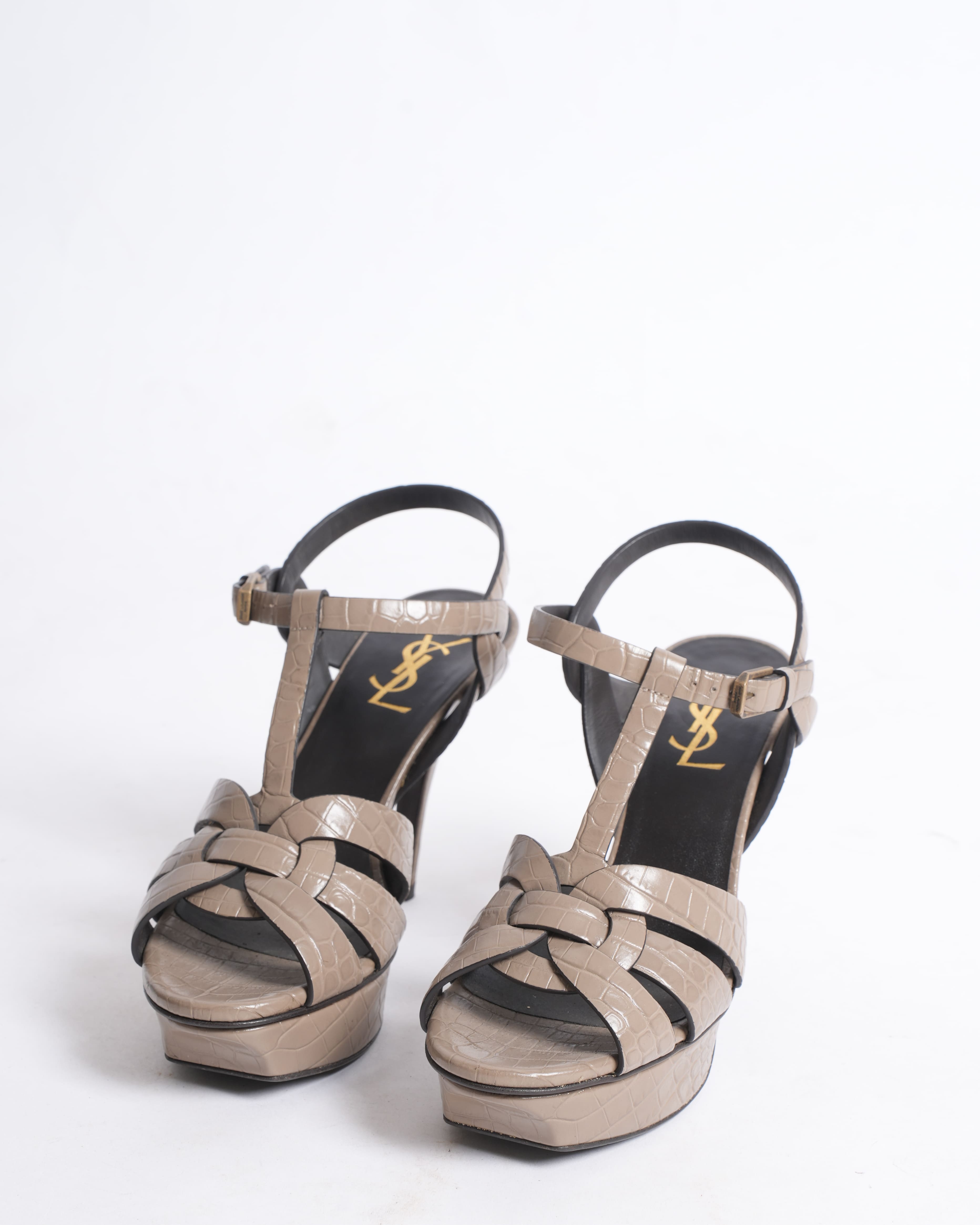 Saint Laurent tribute croc embossed heels
