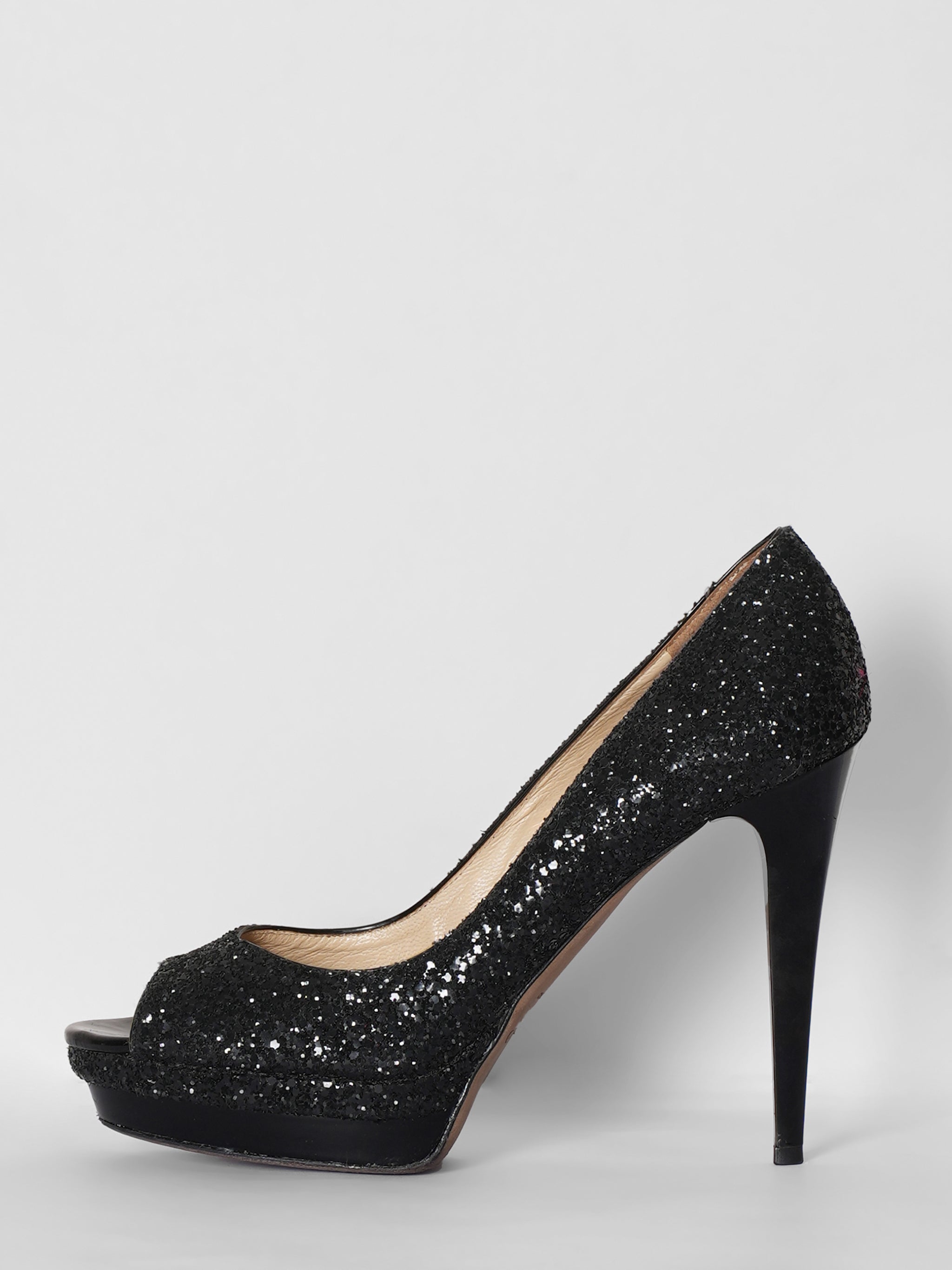 Jimmy Choo Black Glitter Pumps