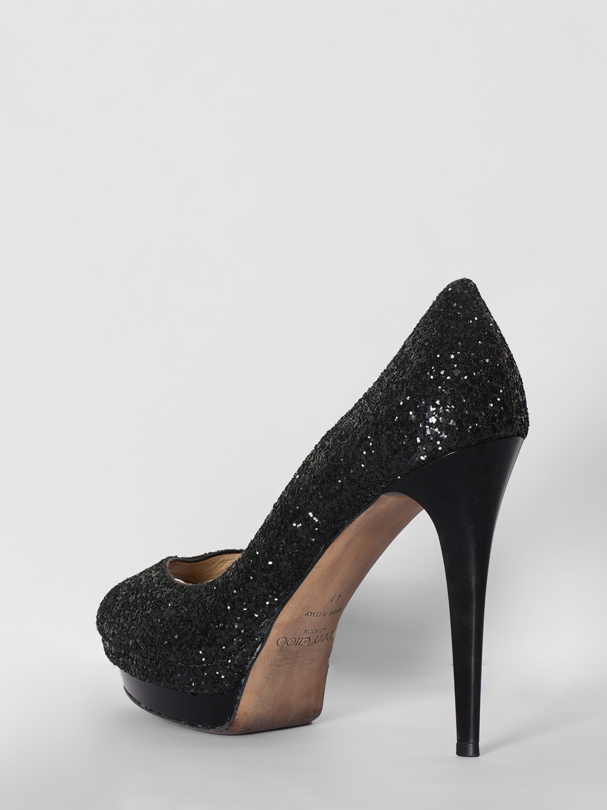 Jimmy Choo Black Glitter Pumps