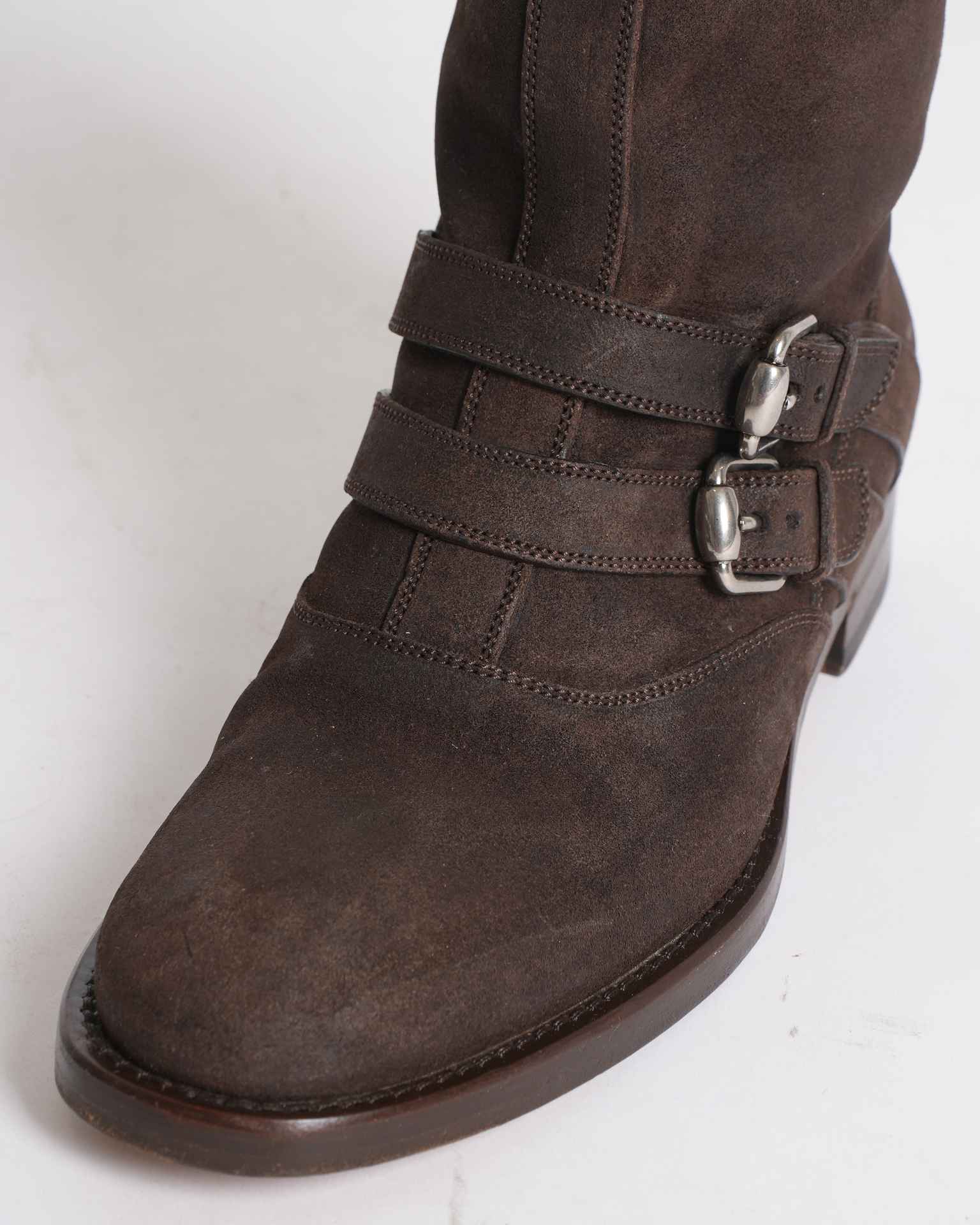 Gucci Brown Signature Buckle Boots
