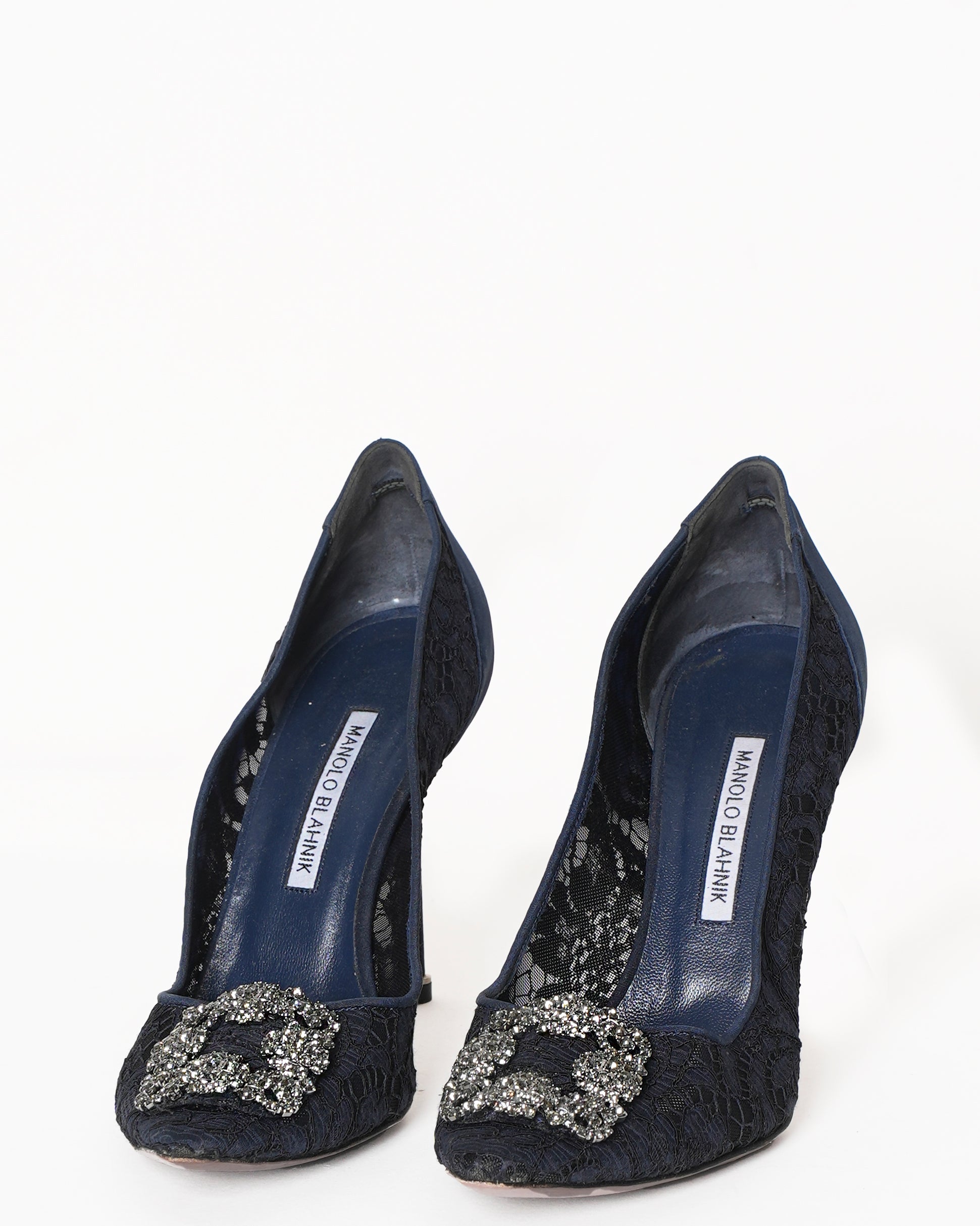 Manolo Blahnik Lace and Satin Hangisi Pumps