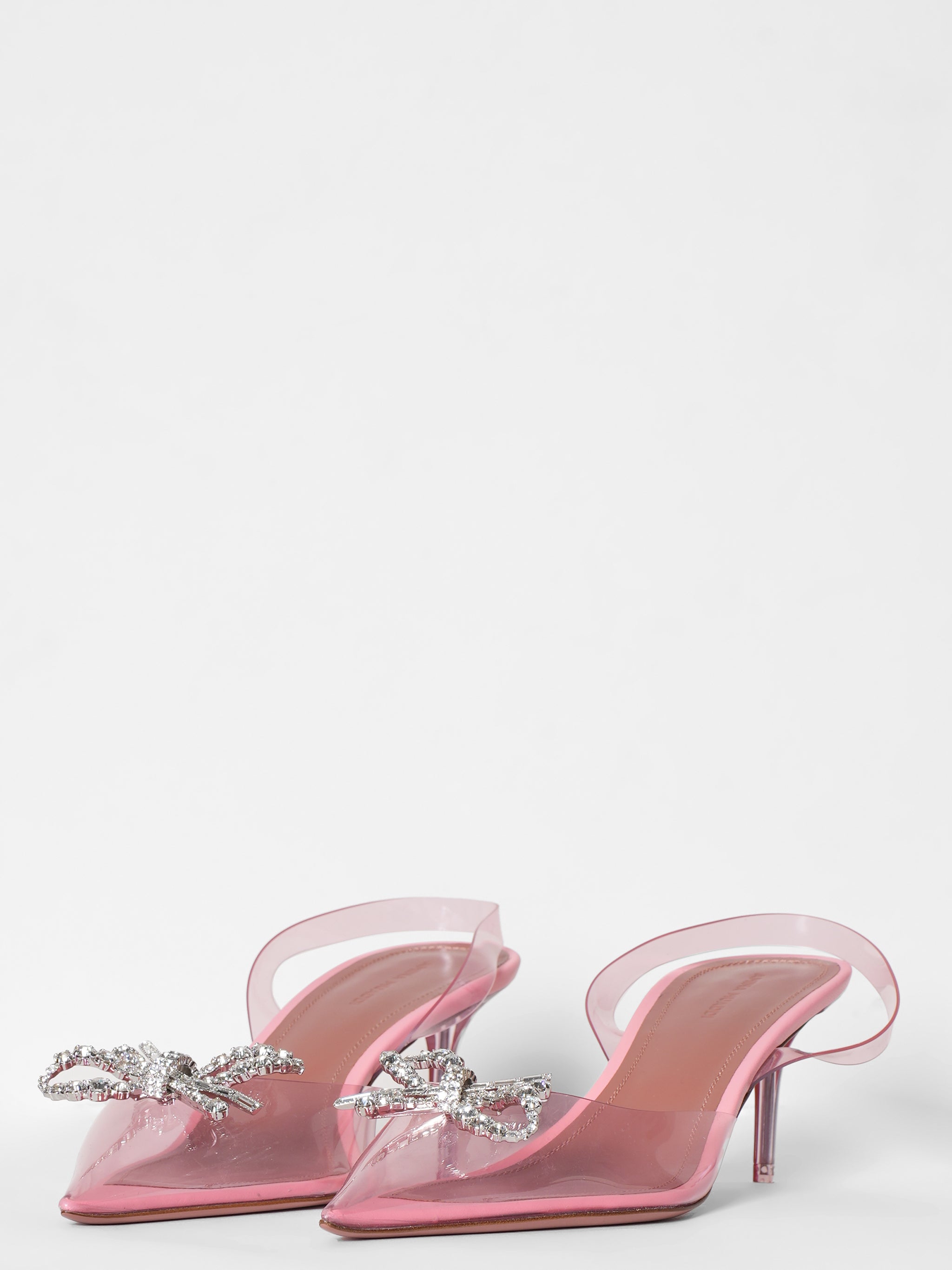 New Amina Muaddi Rosie Glass Baby Pink Pumps