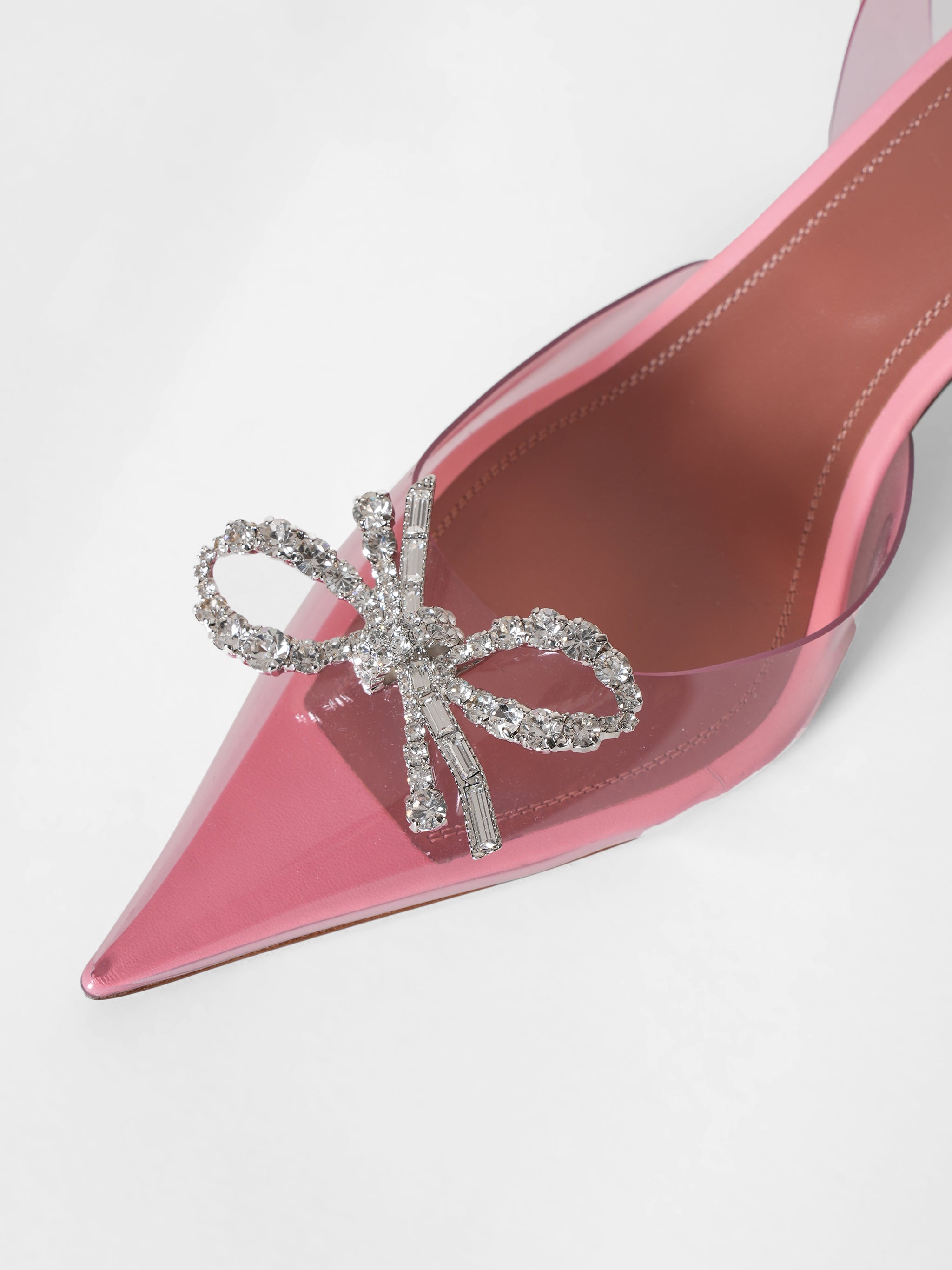 New Amina Muaddi Rosie Glass Baby Pink Pumps