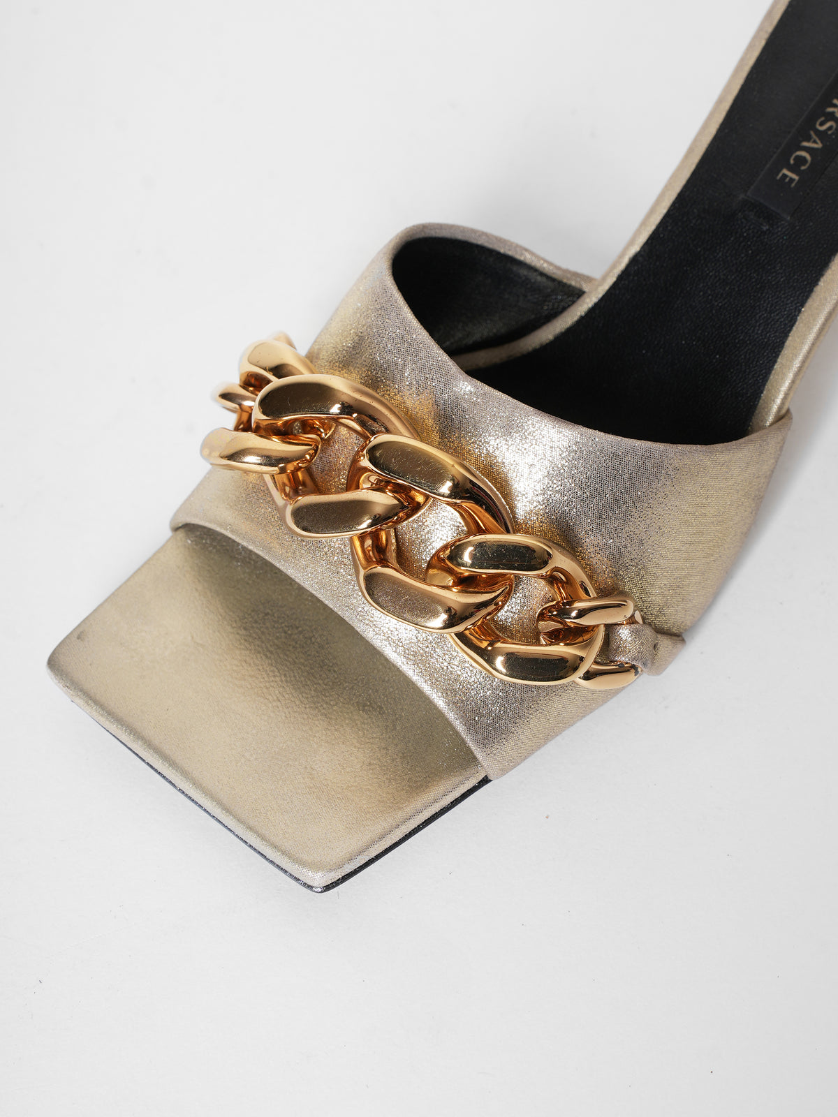 New Versace Medusa Chain Golden Metallic Heel