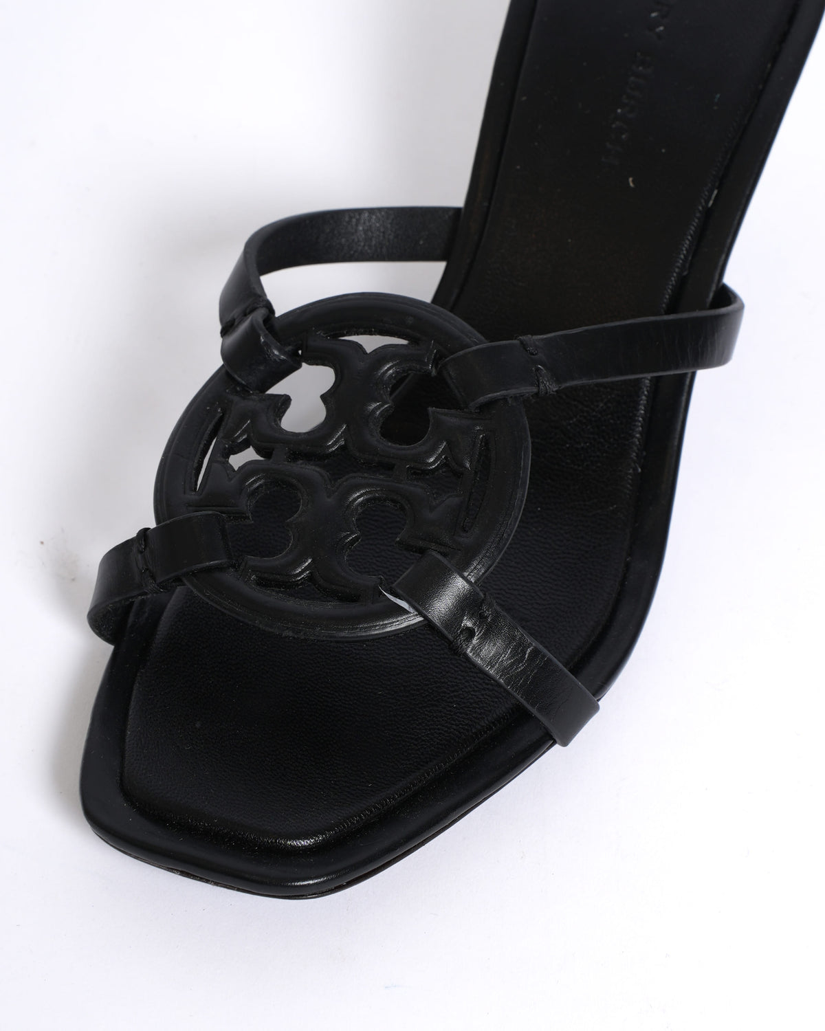 New Tory Burch Logo Detail Heel Sandals
