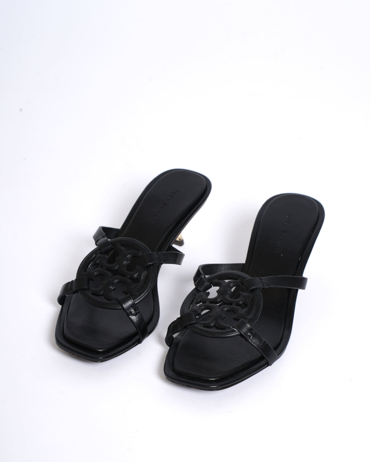 New Tory Burch Logo Detail Heel Sandals