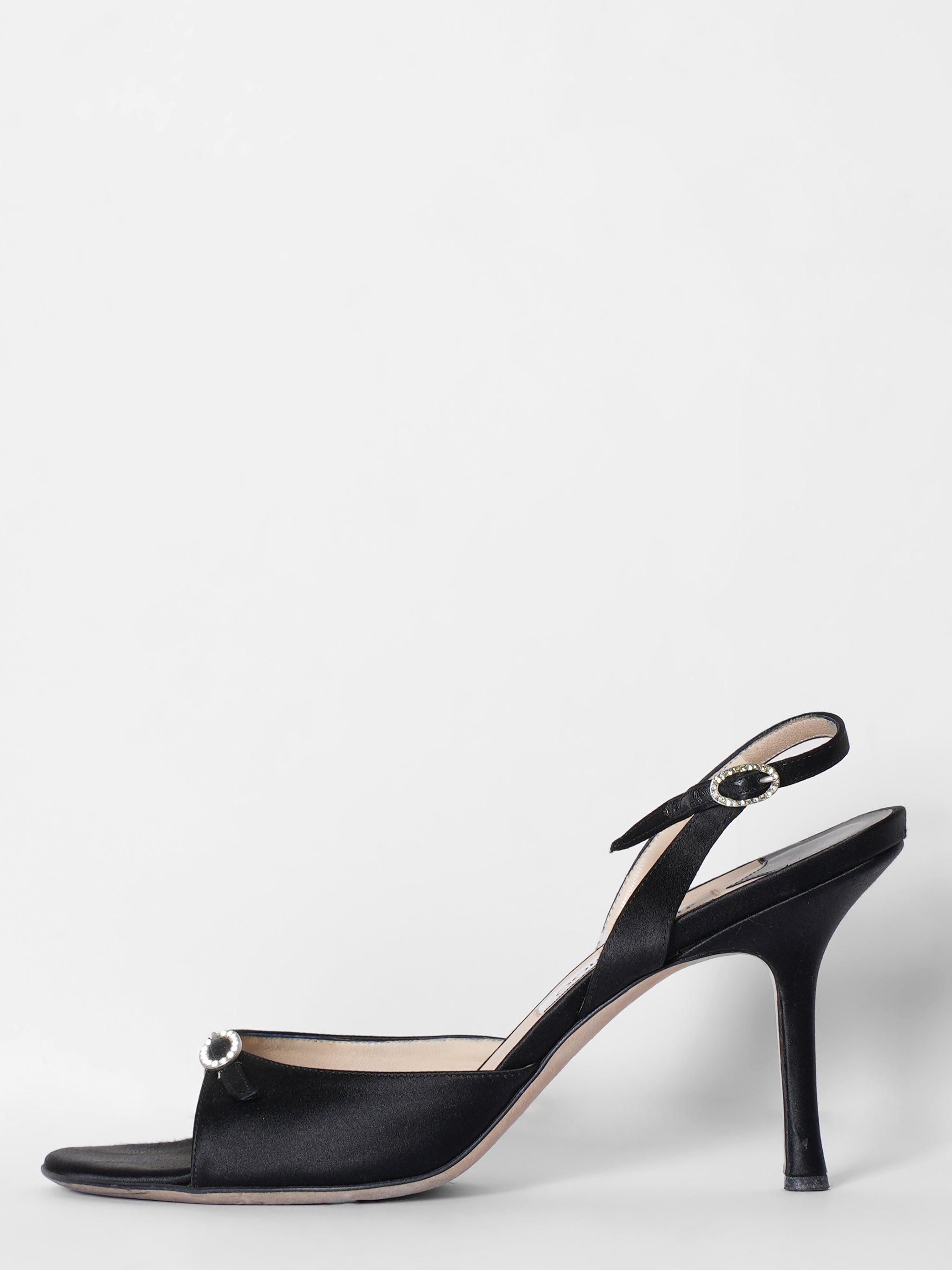 Jimmy Choo Black Satin Slingback Pumps