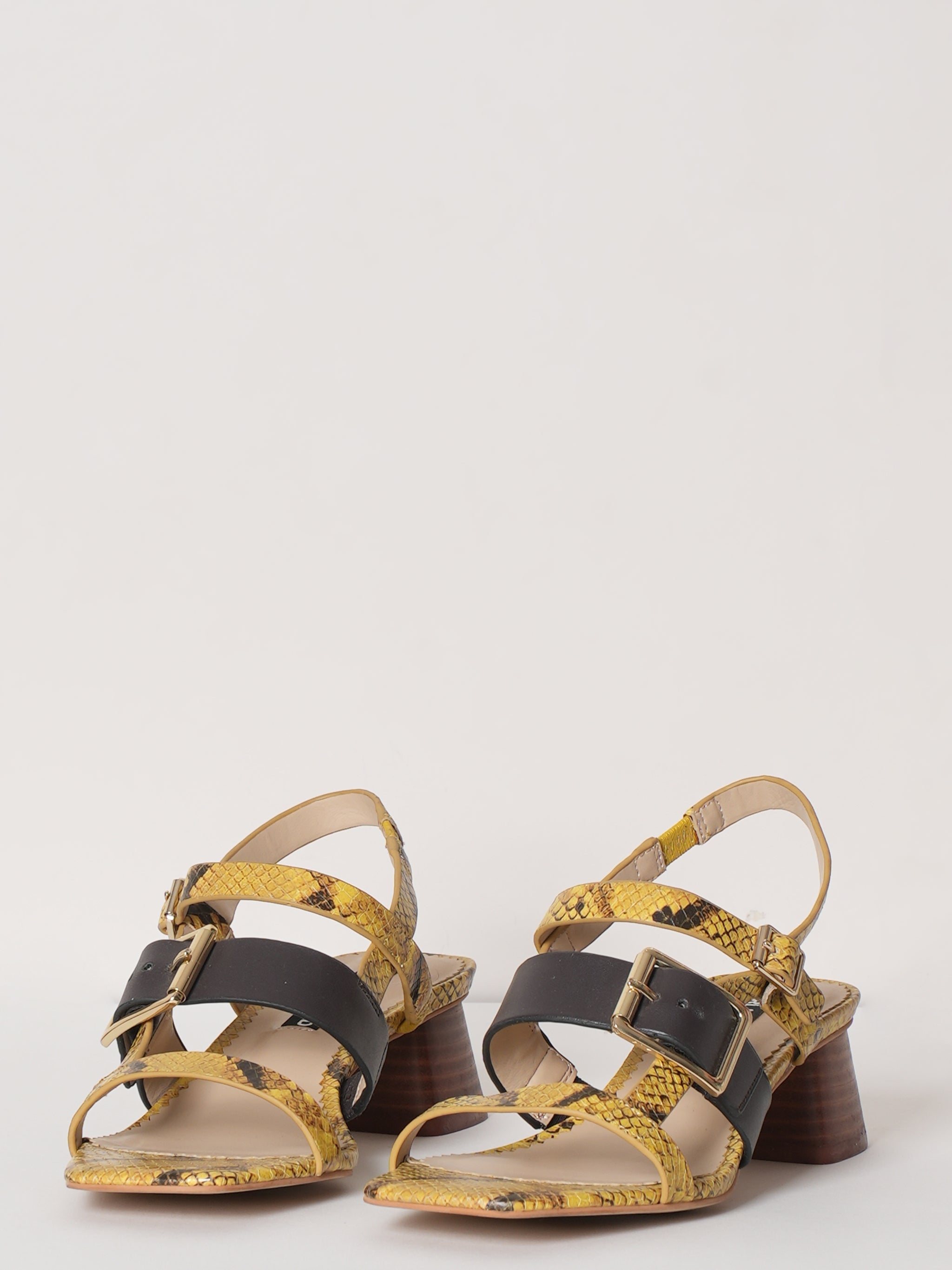 New Karl Lagerfeld Yellow Leather Snakeskin Sandals