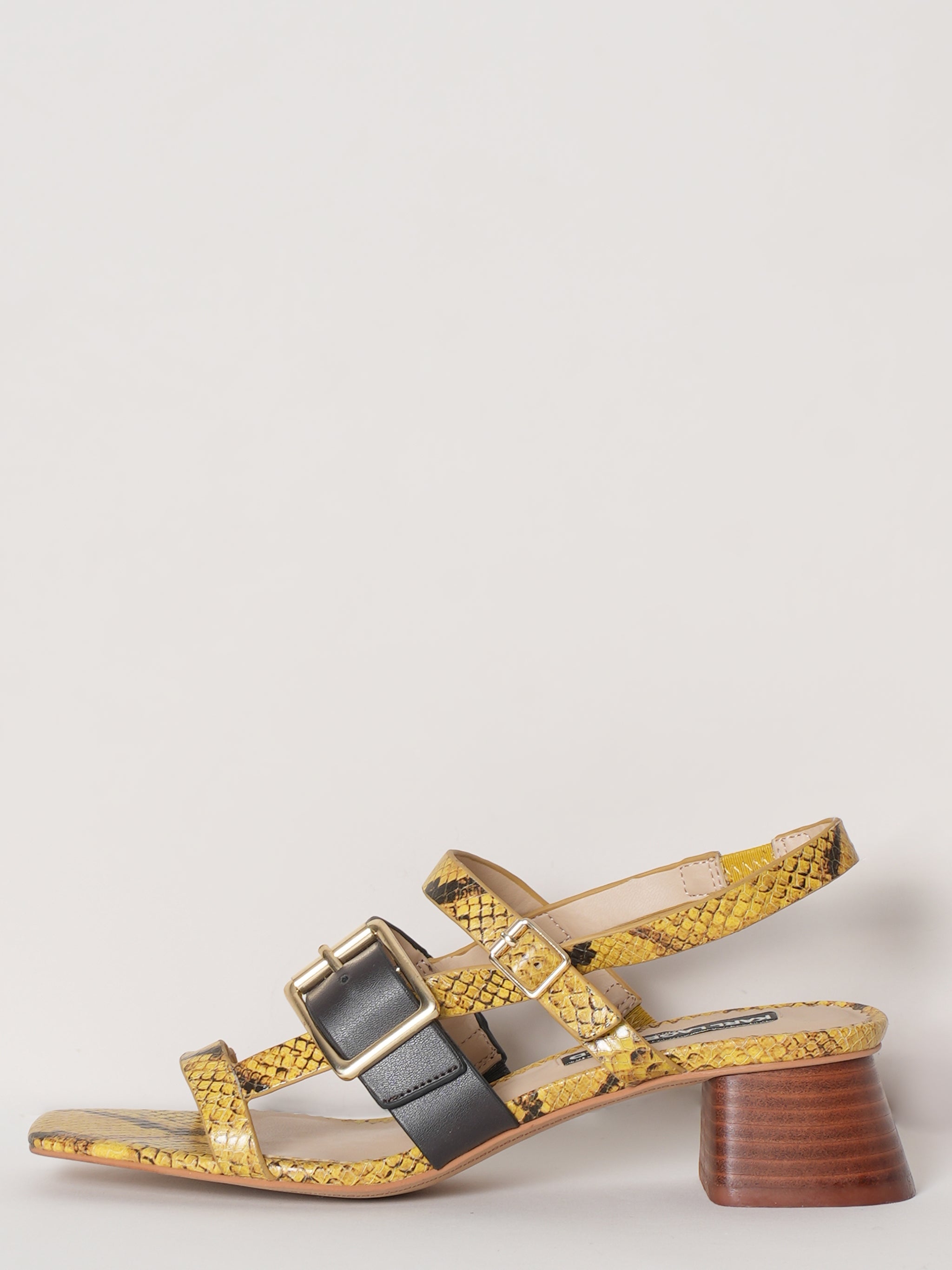 New Karl Lagerfeld Yellow Leather Snakeskin Sandals