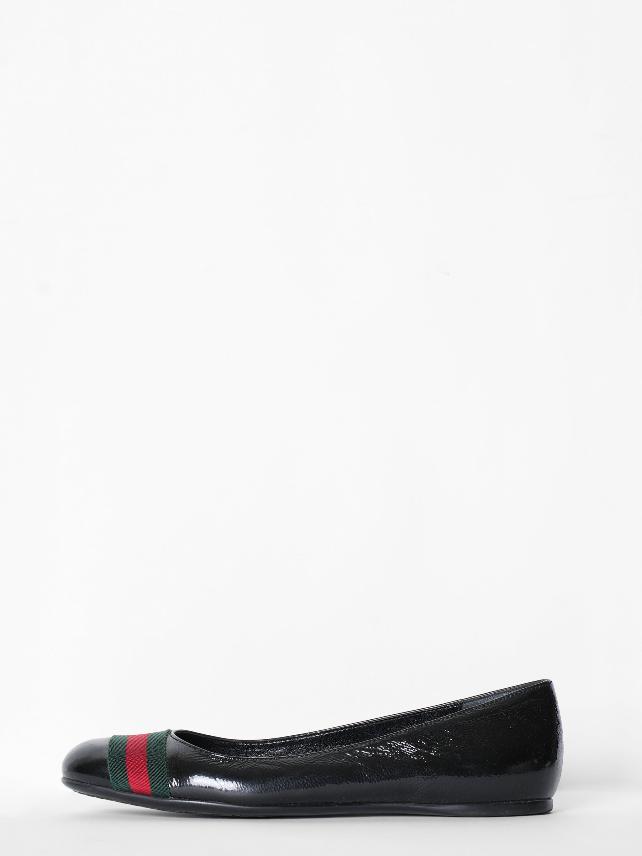 Gucci Black Patent leather Web Ballet Flats