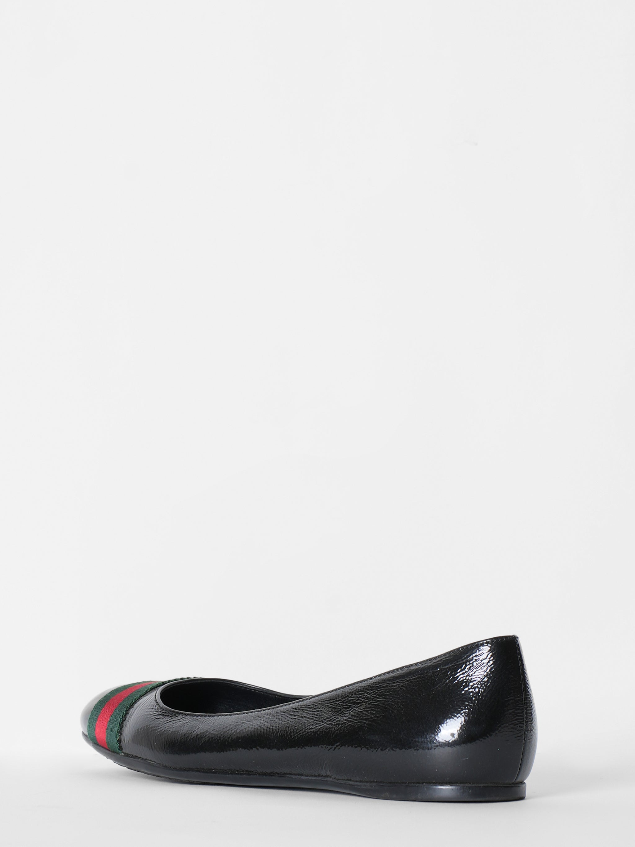 Gucci Black Patent leather Web Ballet Flats