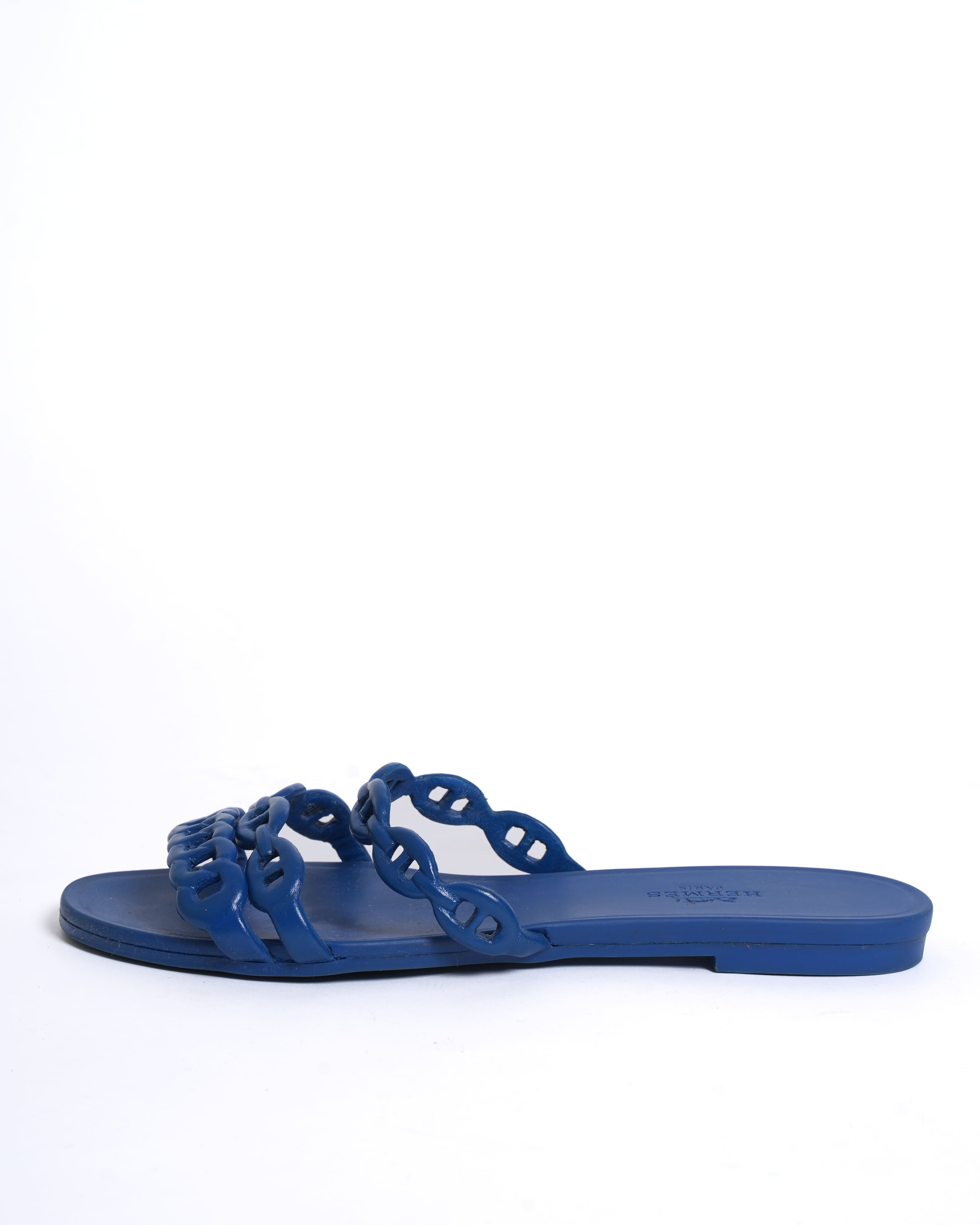 Hermès Paris Blue Jelly Flat Sandals