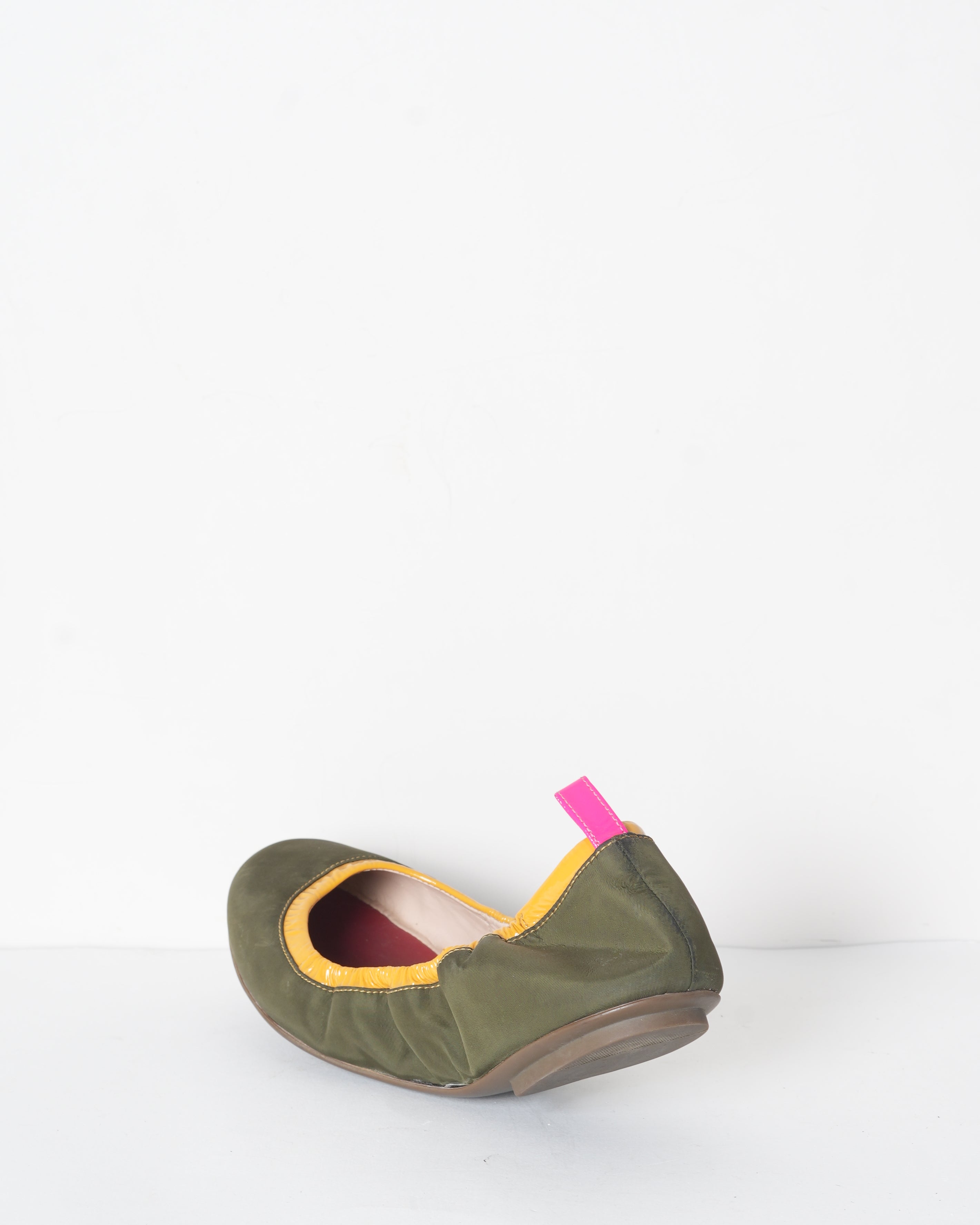 Bally Green & Yellow Ballerina Flats In Vegan Leather