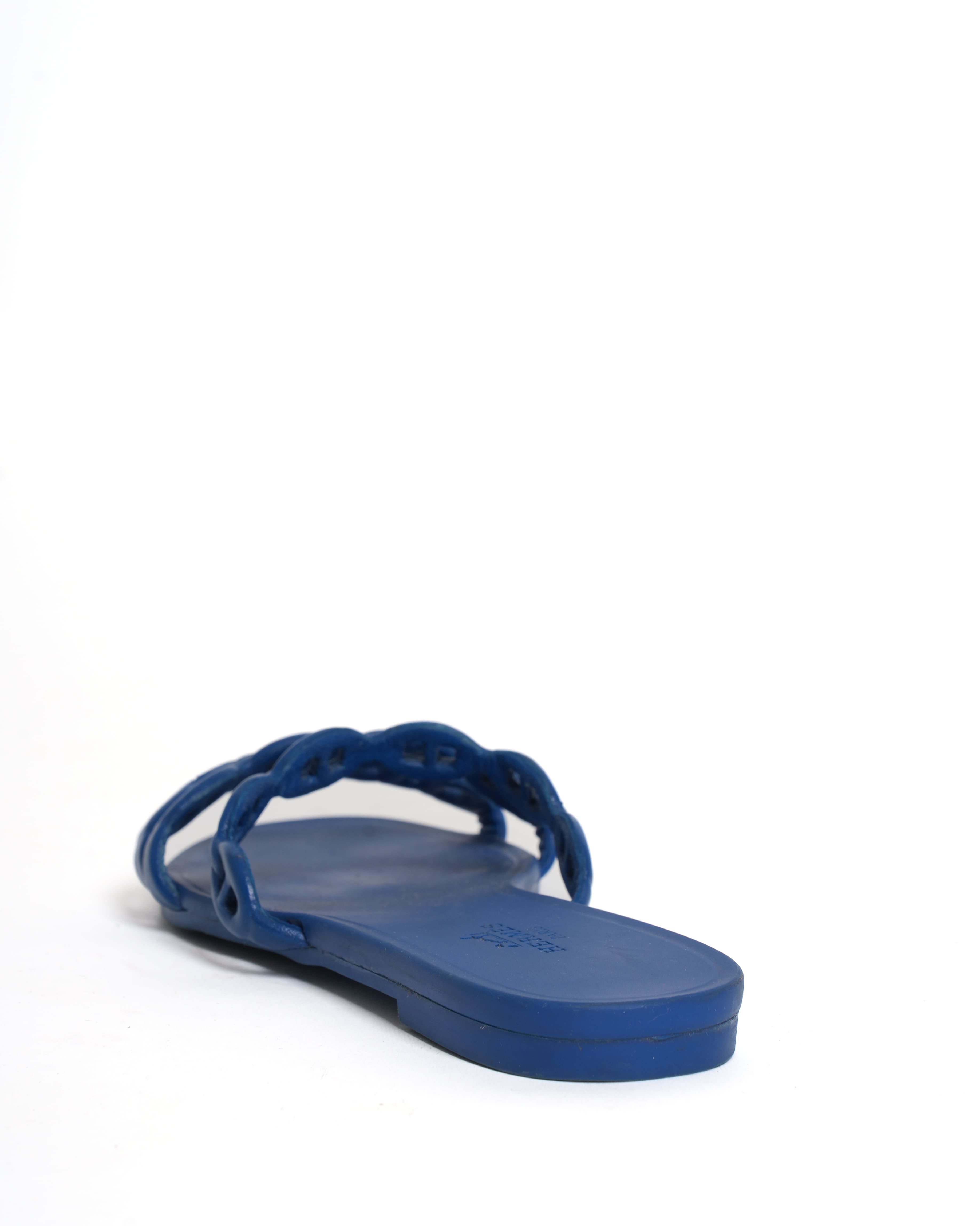 Hermès Paris Blue Jelly Flat Sandals