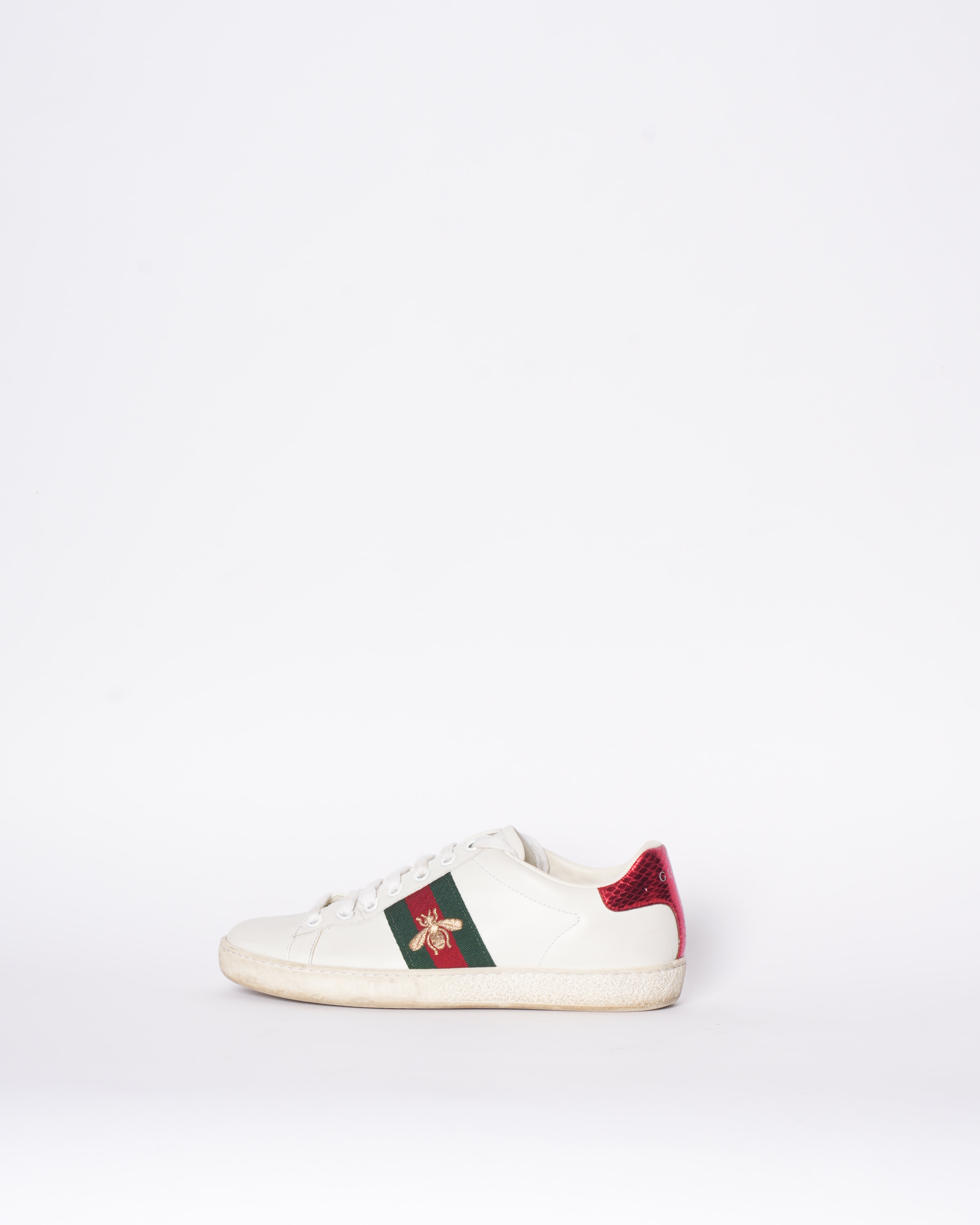 Gucci Women Ace Sneakers With Bee Side Patch