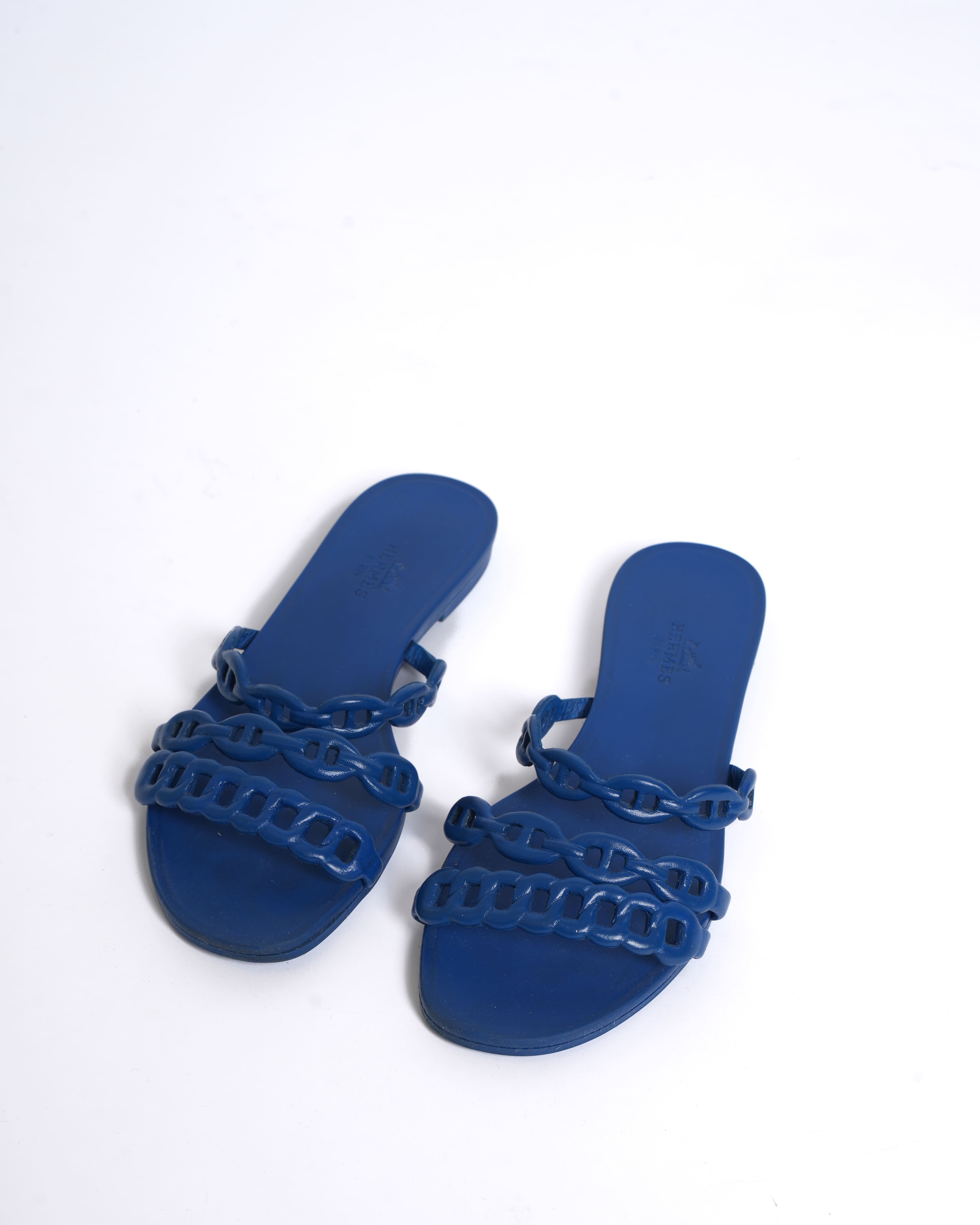Hermès Paris Blue Jelly Flat Sandals