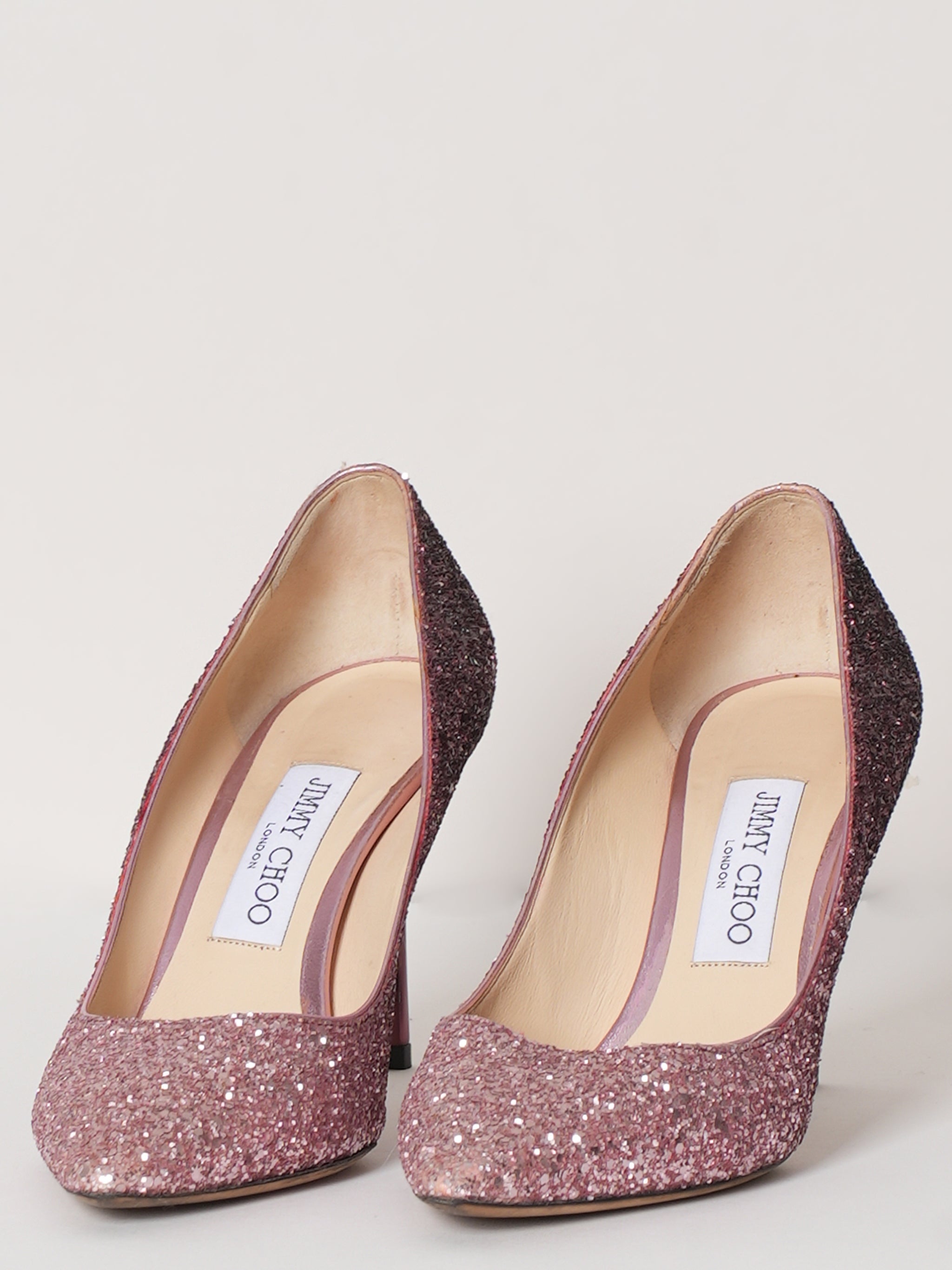 Jimmy Choo Pink And Glitter Fabric Pointy Toe