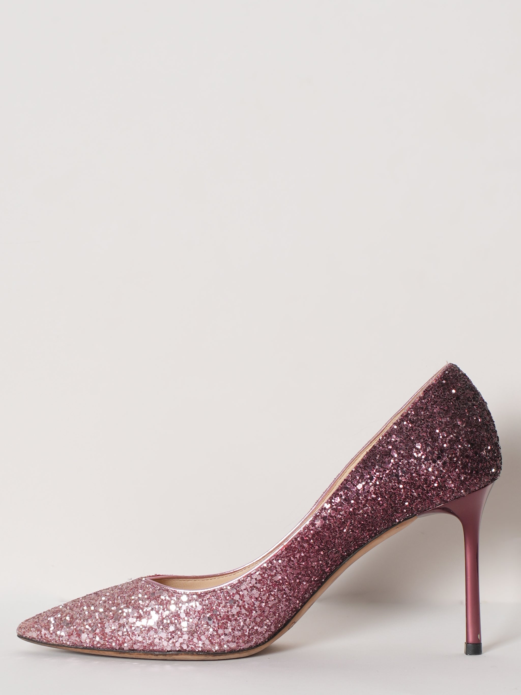 Jimmy Choo Pink And Glitter Fabric Pointy Toe