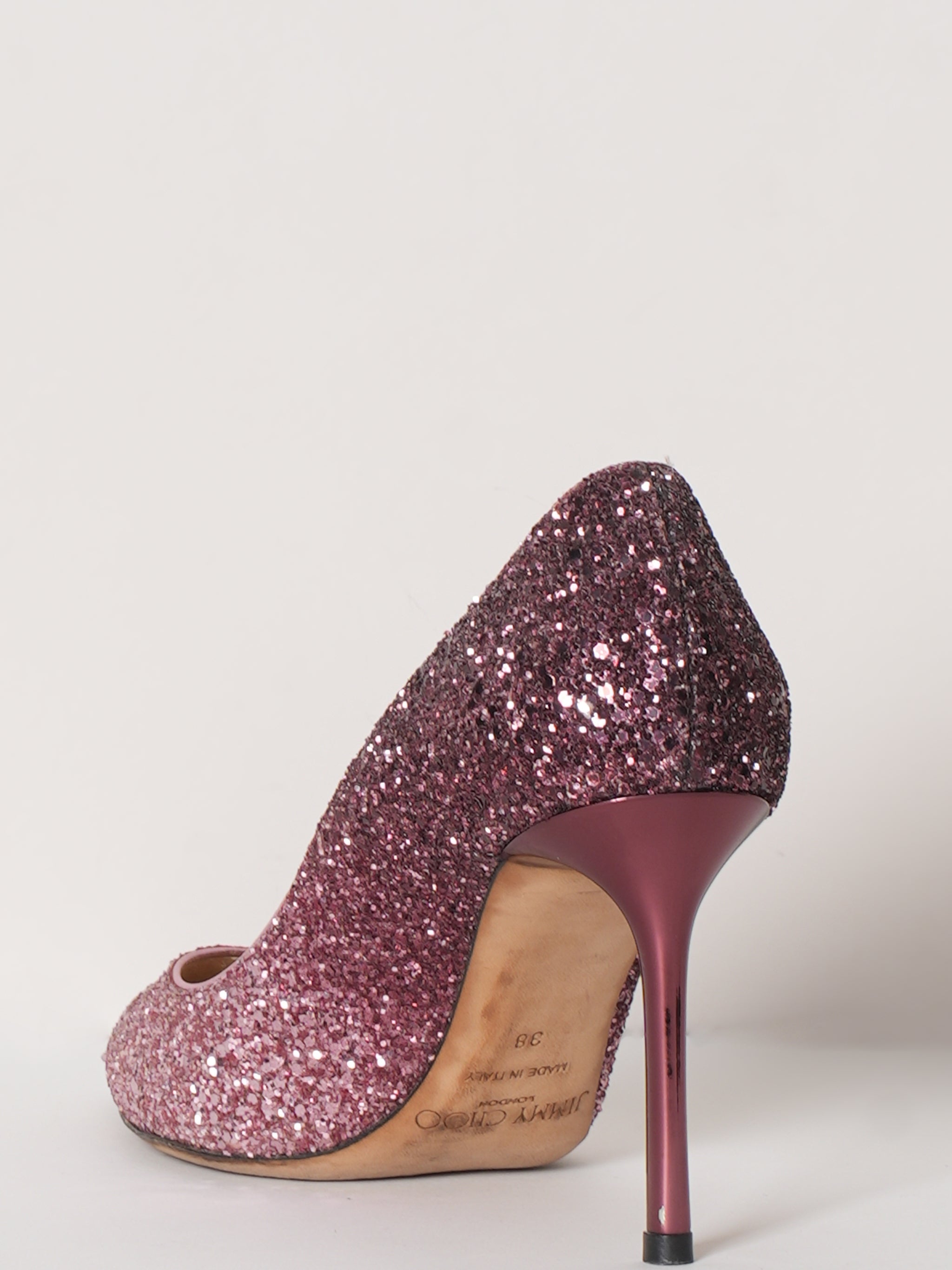 Jimmy Choo Pink And Glitter Fabric Pointy Toe