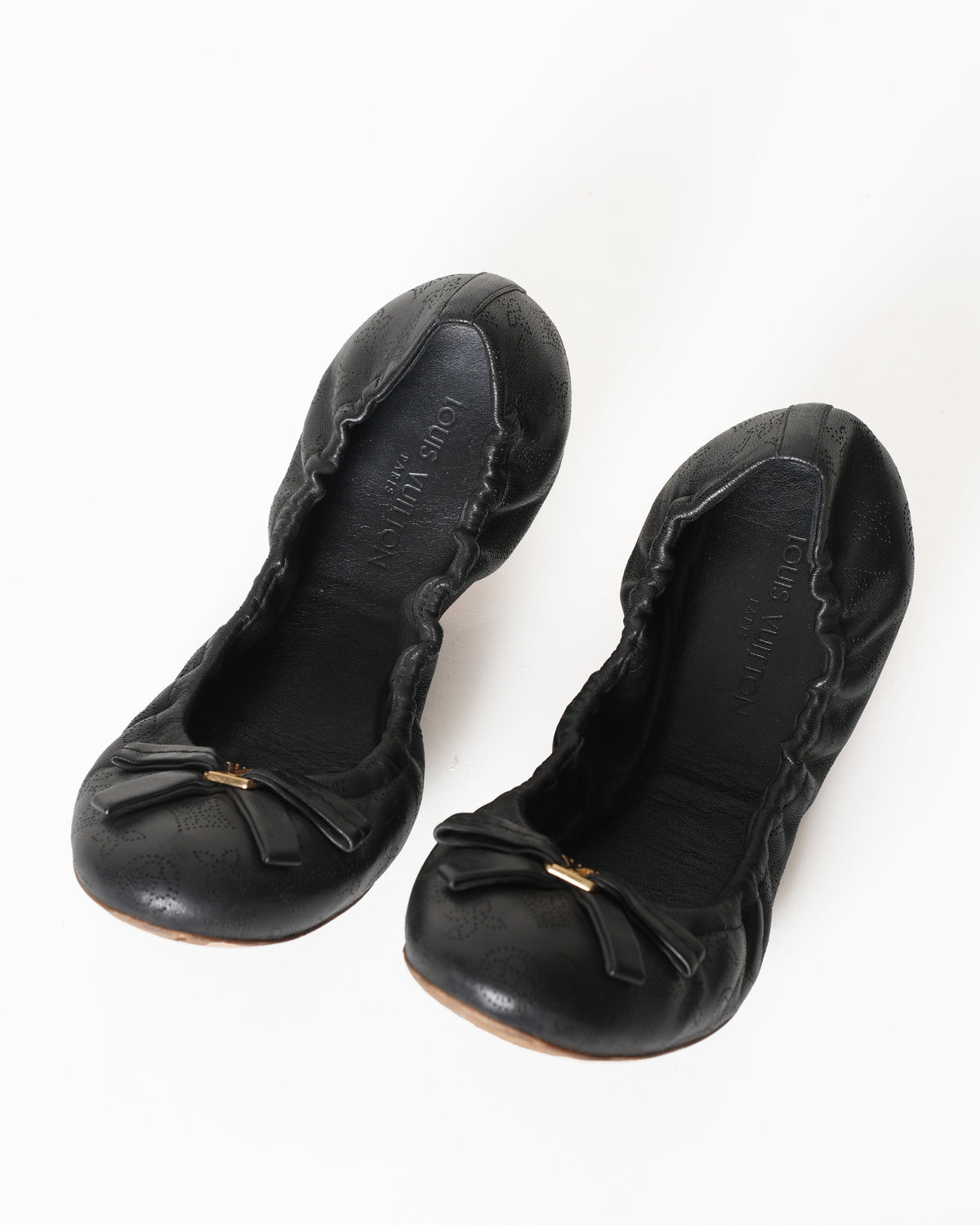 Louis Vuitton Black Perforated Monogram Leather Elba Ballerina Flats
