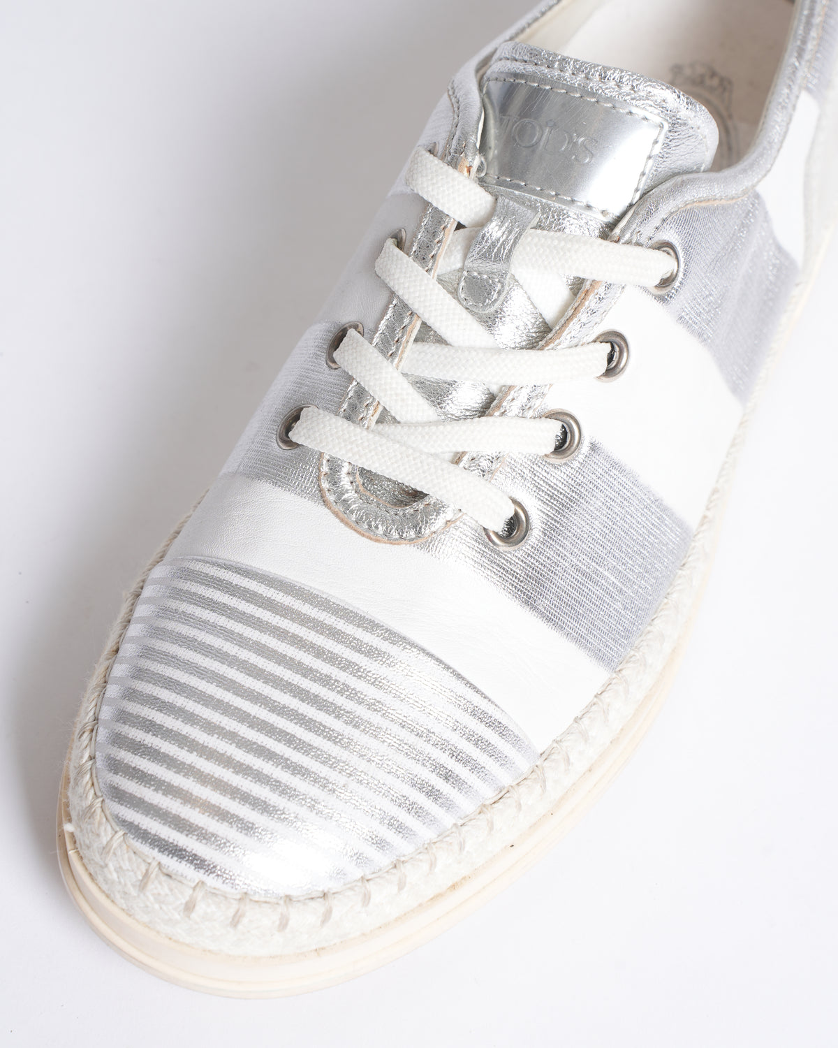 Tod's printed leather and rafia sneakers