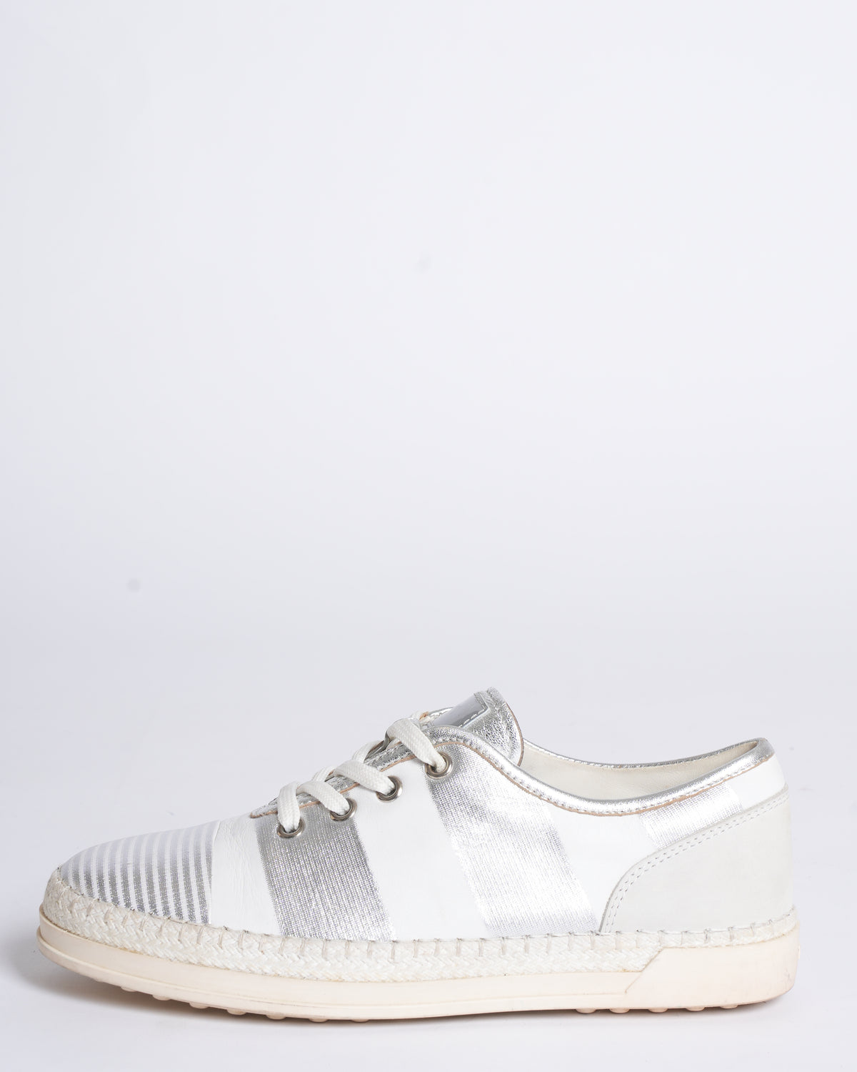 Tod's printed leather and rafia sneakers