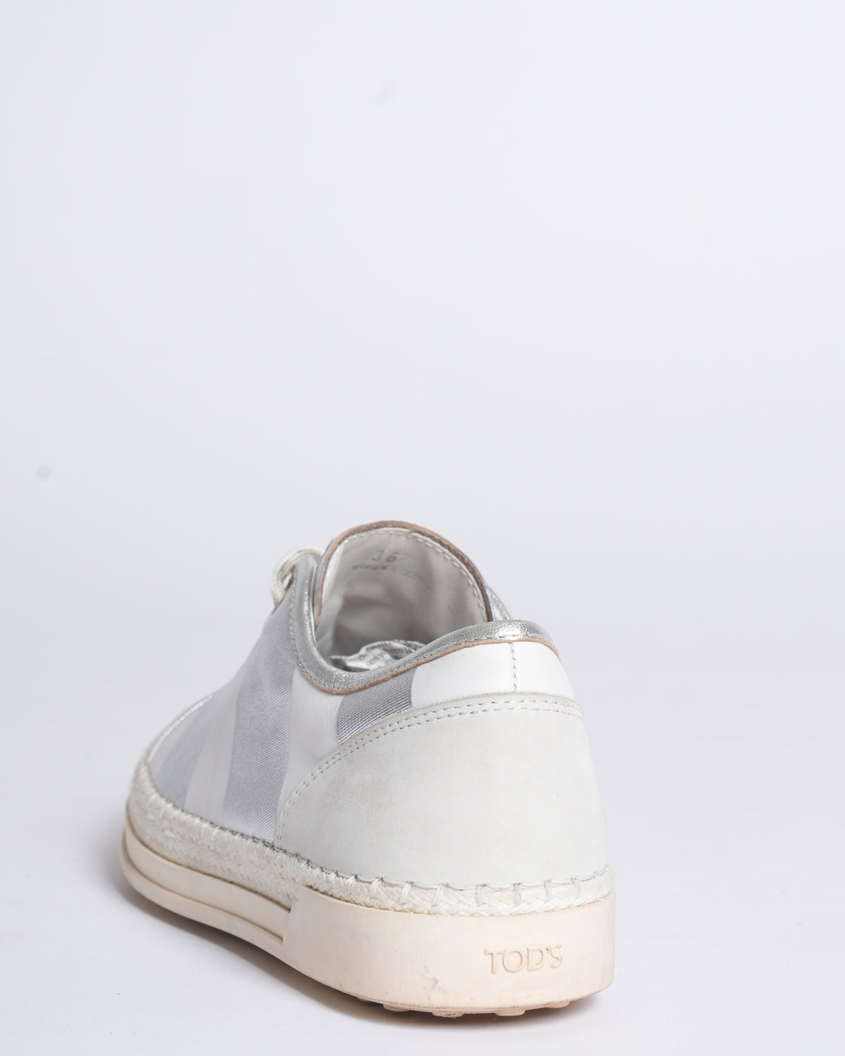 Tod's printed leather and rafia sneakers