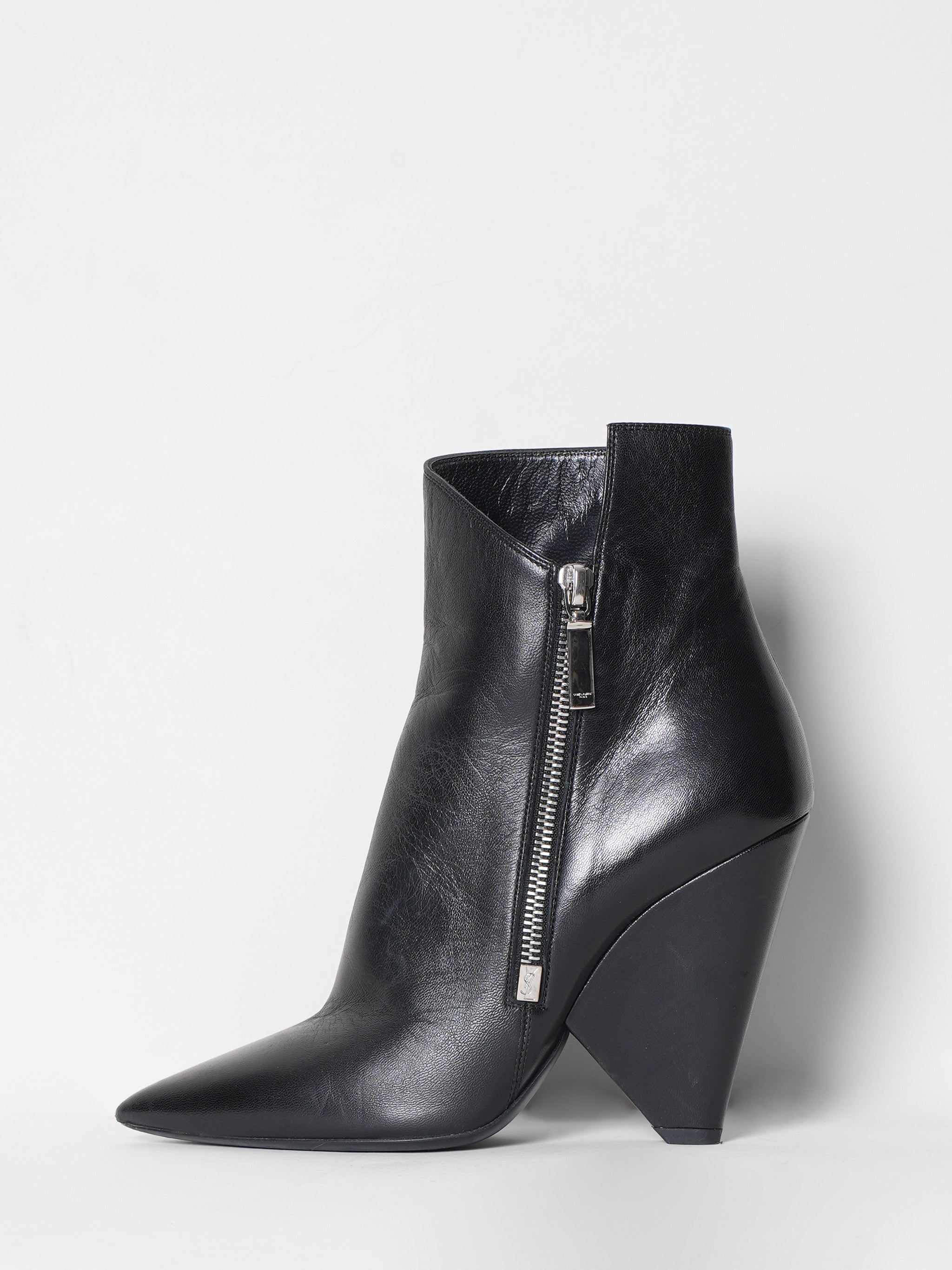 Saint Laurent NIKI Point Toe Ankle Black Boot